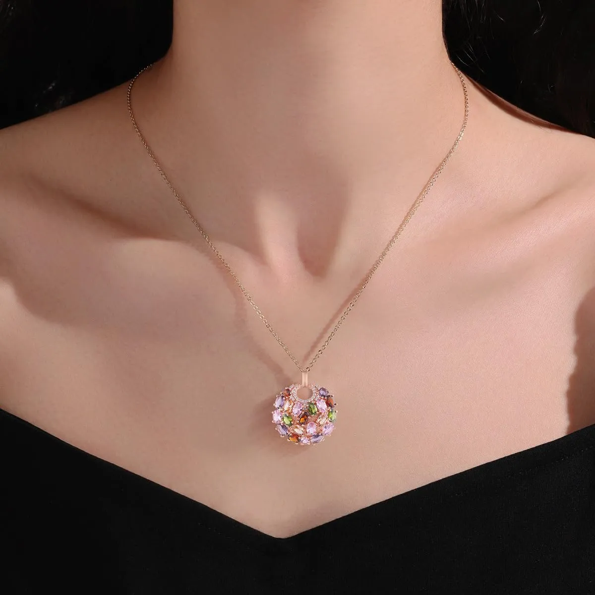 Mecool Set di orecchini e collana con zirconia cubica 925 Ciondolo Collana e Orecchini set di gioielli per donne, Pequeño, Lega di rame - immagine 6