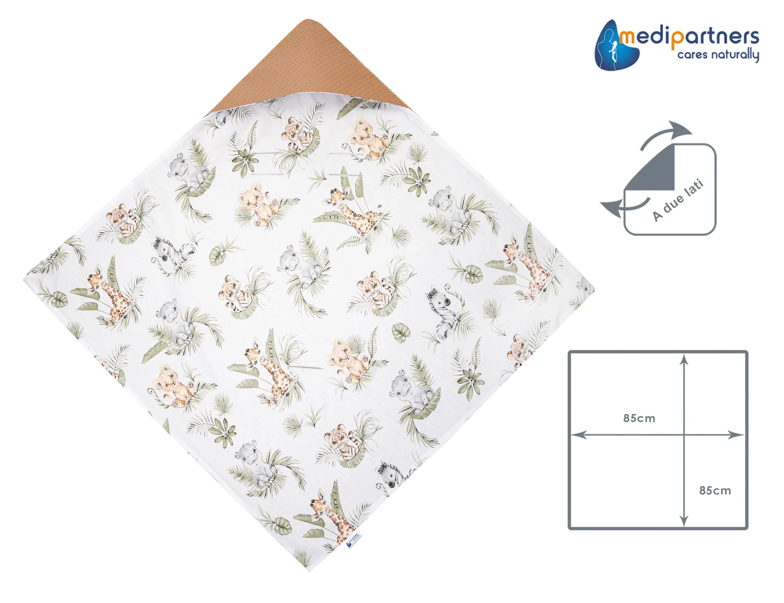 Medi Partners Coperta neonato ovetto Sacco per Passeggino - 100% Cotone universale Blanket 85x85cm fodera protettiva Morbida e Accogliente Passeggini Marsupio (Safari Di Waffle Marroni) - immagine 5