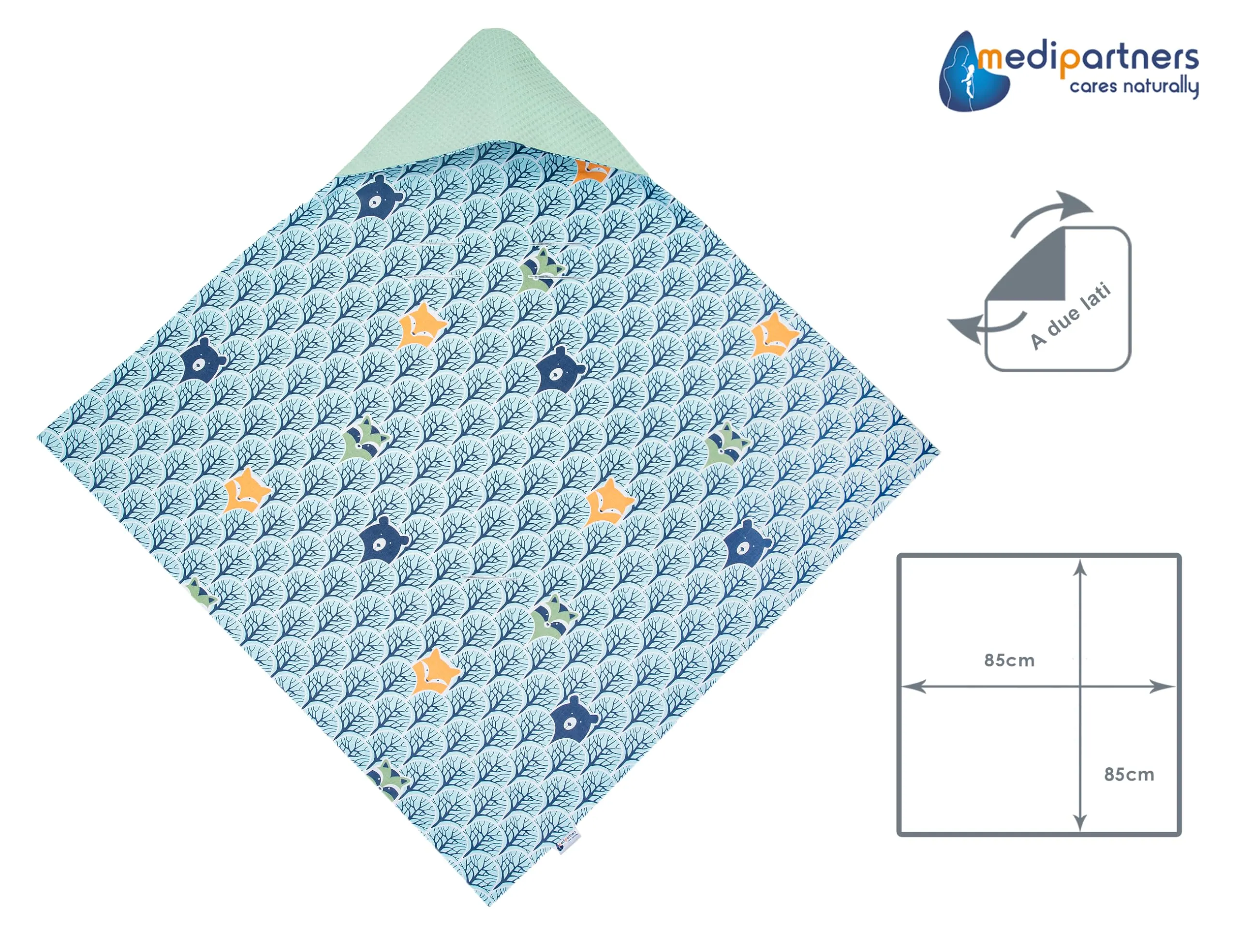 Medi Partners Coperta neonato ovetto Sacco per Passeggino - 100% Cotone universale Blanket 85x85cm fodera protettiva Morbida e Accogliente Passeggini Marsupio (Foresta Alla Menta Waffle) - immagine 5