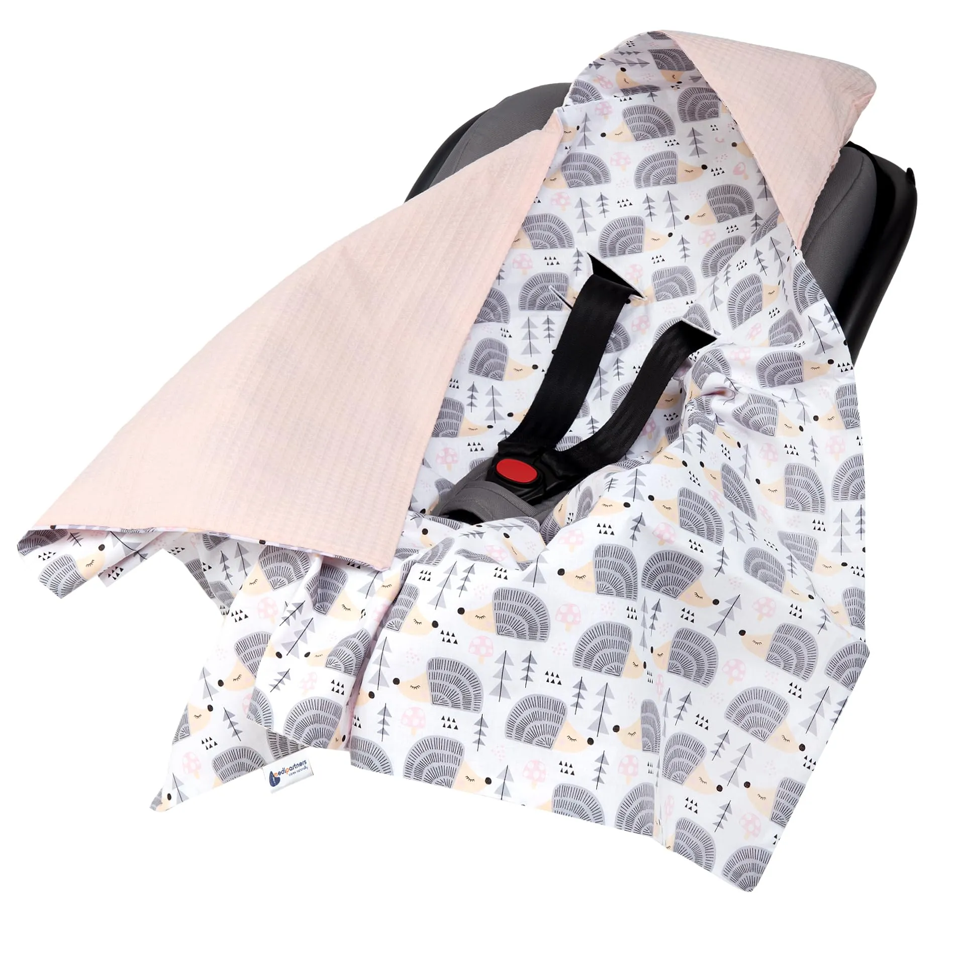 Medi Partners Coperta neonato ovetto Sacco per Passeggino - 100% Cotone universale Blanket 85x85cm fodera protettiva Morbida e Accogliente Passeggini Marsupio (Ricci Con Rosa Chiaro Waffle) - immagine 4