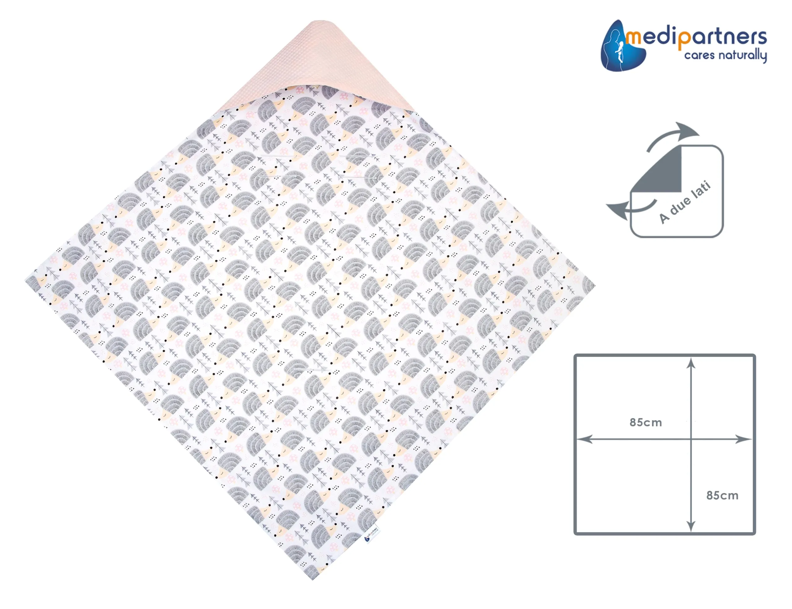 Medi Partners Coperta neonato ovetto Sacco per Passeggino - 100% Cotone universale Blanket 85x85cm fodera protettiva Morbida e Accogliente Passeggini Marsupio (Ricci Con Rosa Chiaro Waffle) - immagine 6