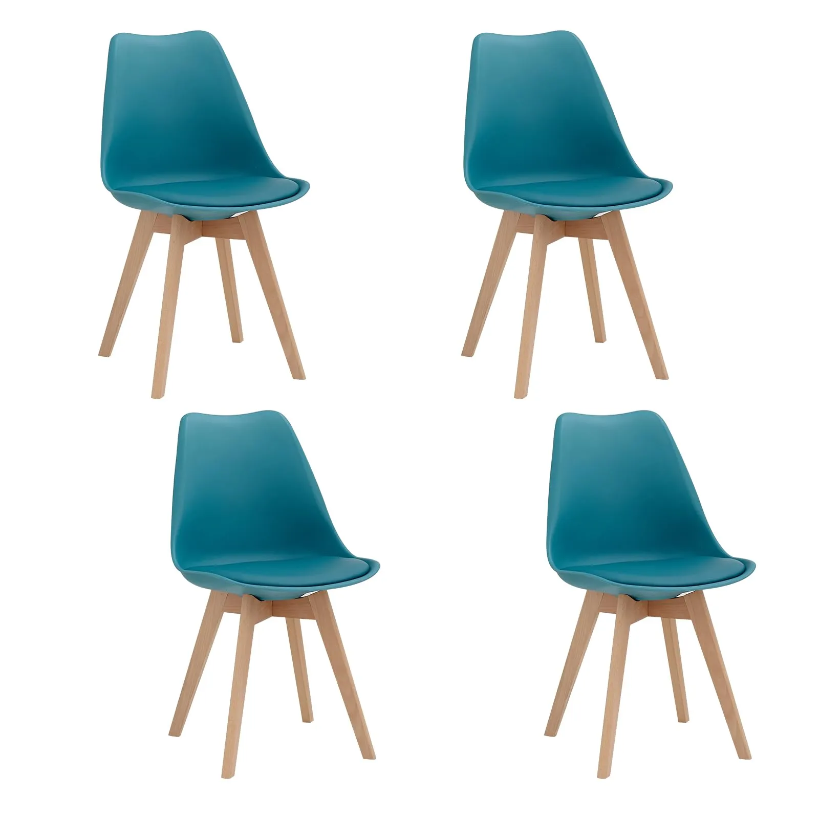 JZGORC Set di 4 Sedie da Sala da Pranzo, Sedie da Cucina Nordica, Sedie da Ufficio con Gambe in Faggio Massello per Camera da Letto, Soggiorno, Cucina - Verde Scuro - immagine 1