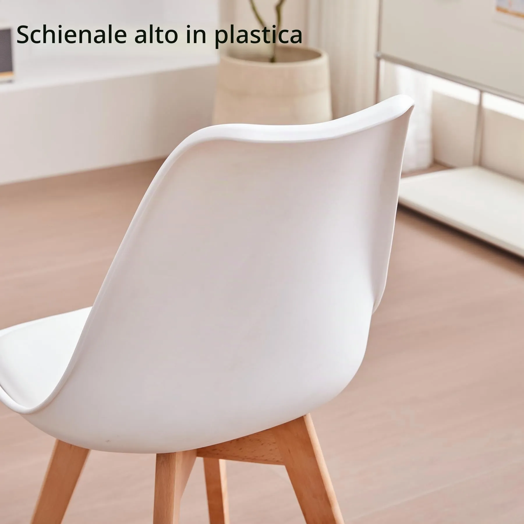 JZGORC Set di 2 Sedie da Sala da Pranzo, Sedie da Cucina Nordica, Sedie da Ufficio con Gambe in Faggio Massello per Camera da Letto, Soggiorno, Cucina - Bianco - immagine 6