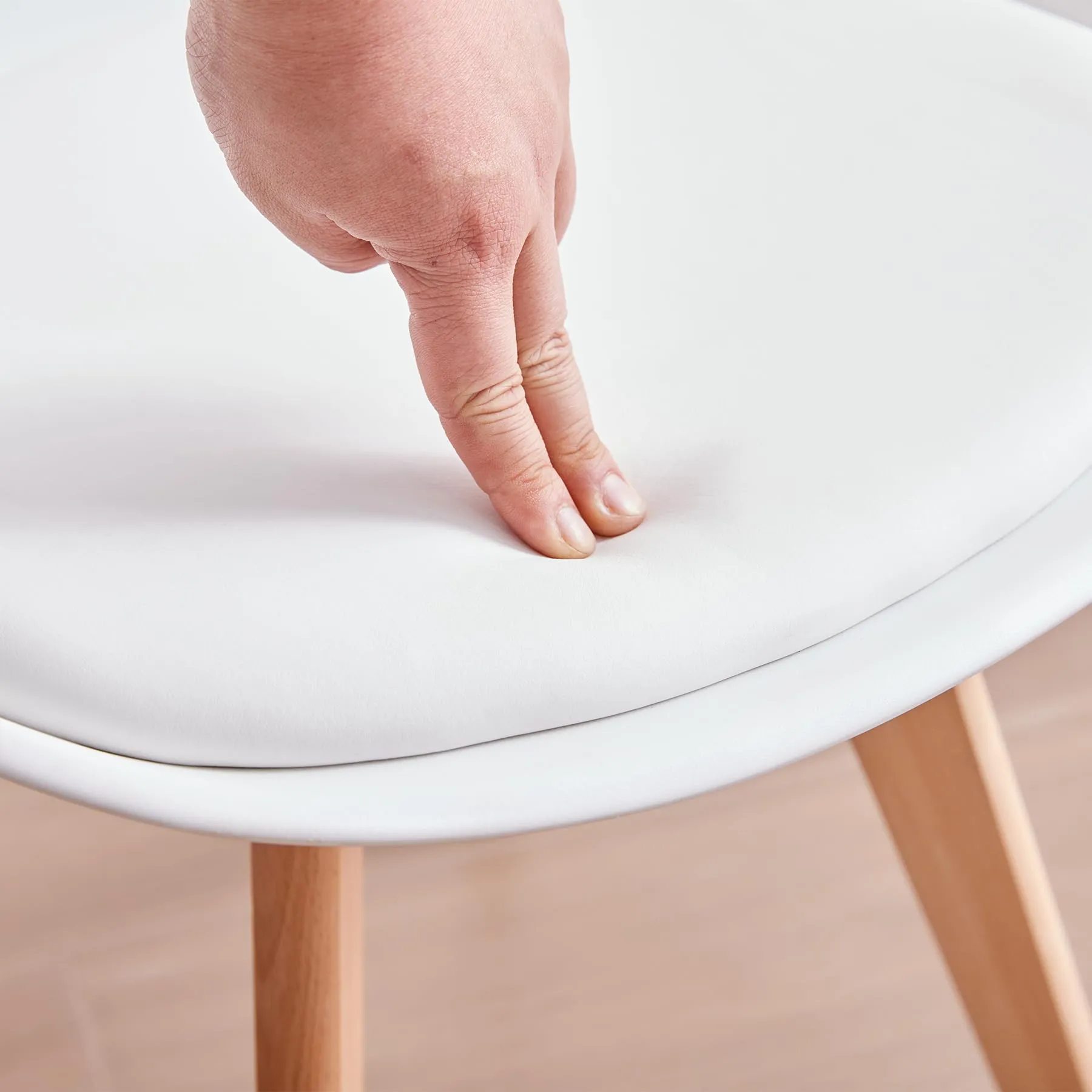 JZGORC Set di 2 Sedie da Sala da Pranzo, Sedie da Cucina Nordica, Sedie da Ufficio con Gambe in Faggio Massello per Camera da Letto, Soggiorno, Cucina - Bianco - immagine 7