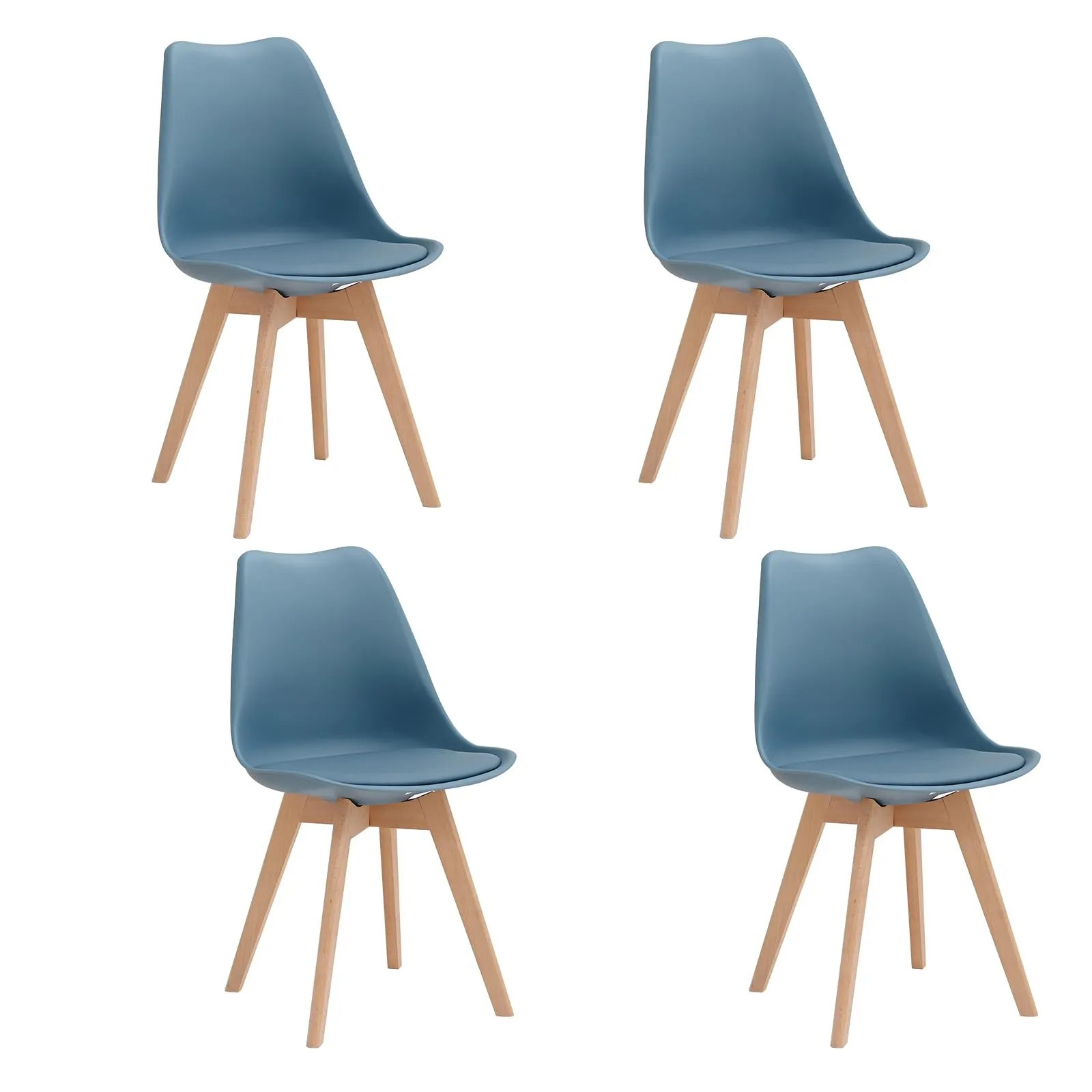 JZGORC Set di 4 Sedie da Sala da Pranzo, Sedie da Cucina Nordica, Sedie da Ufficio con Gambe in Faggio Massello per Camera da Letto, Soggiorno, Cucina - Blu Scuro - immagine 1
