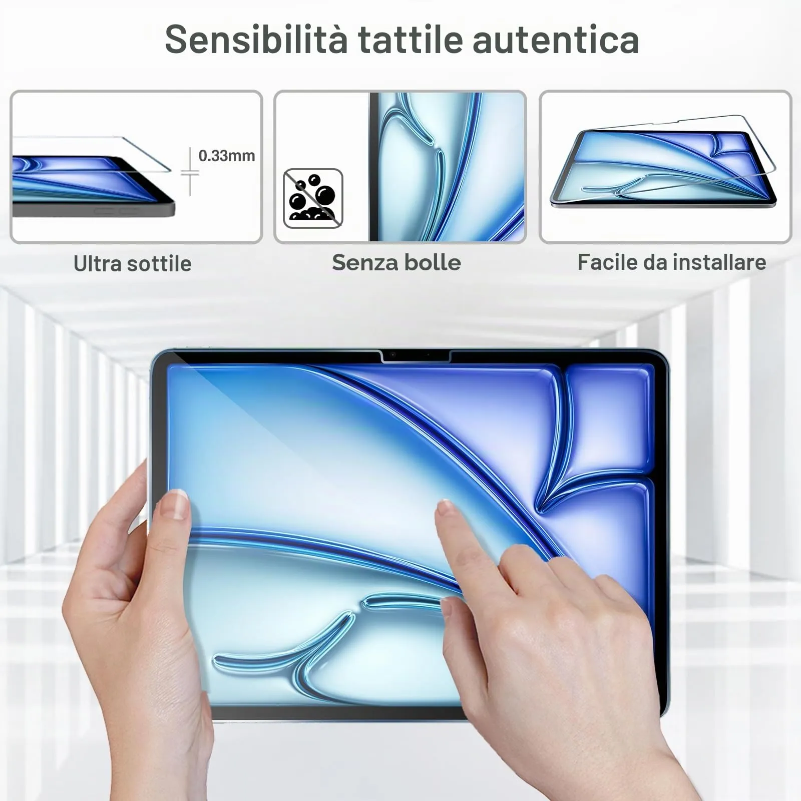 ProCase Pellicola iPad Air 11 Pollici M4 2026/M3 2025/M2 2024, Vetro Temperato 9H Anti Graffio, Ultra Trasparente - 1 Pezzi - immagine 4