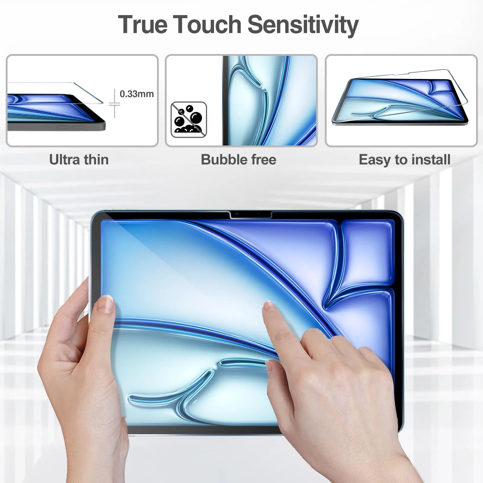 ProCase Pellicola iPad Air 11 Pollici M4 2026/M3 2025/M2 2024, Vetro Temperato 9H Anti Graffio, Ultra Trasparente - 2 Pezzi - immagine 4