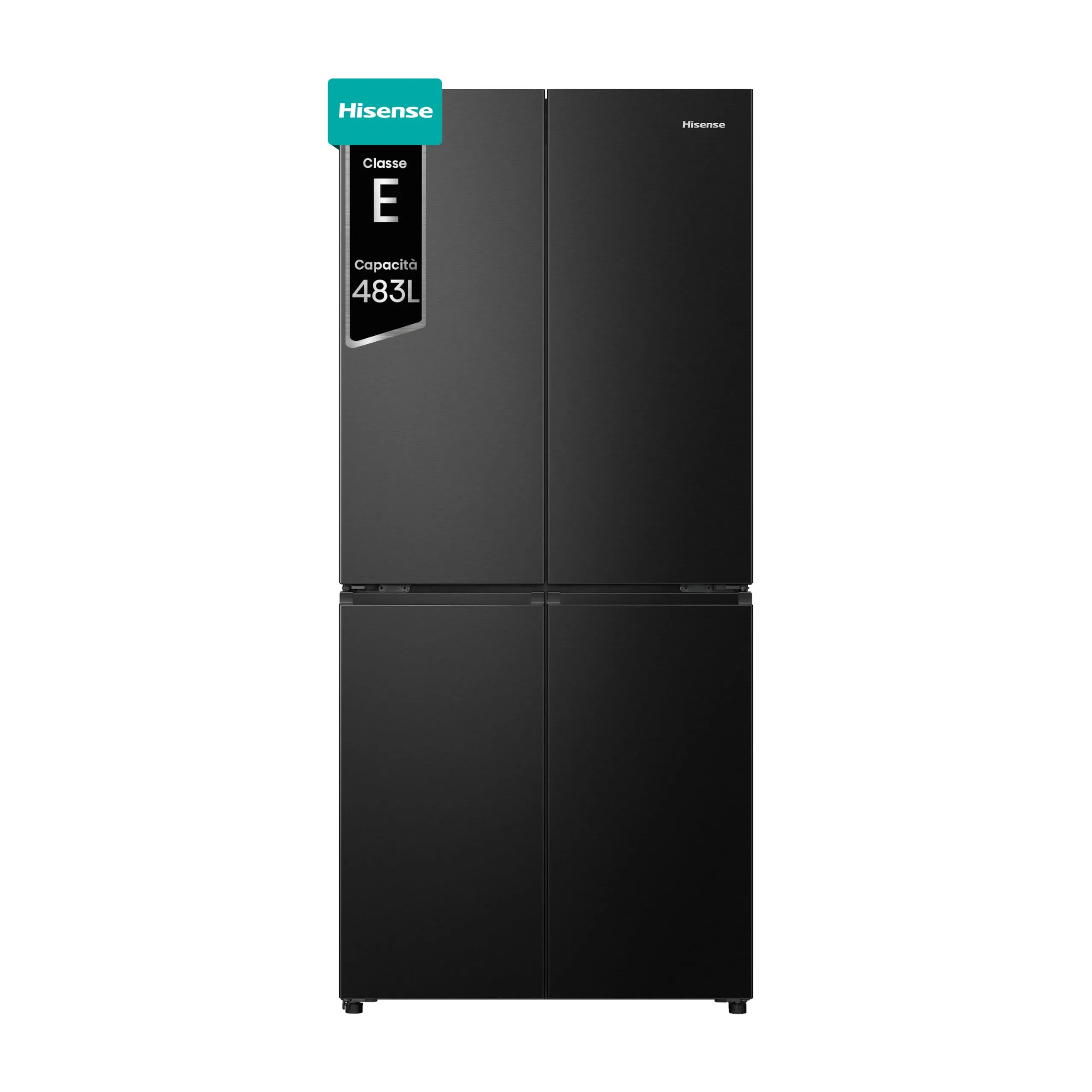 Hisense RQ5P470SAFE Frigorifero Americano Quattro Porte, 483 Litri, Total No Frost, WiFi, Metal Tech Cooling, Controllo Touch, Classe E, Inox Nero - immagine 1