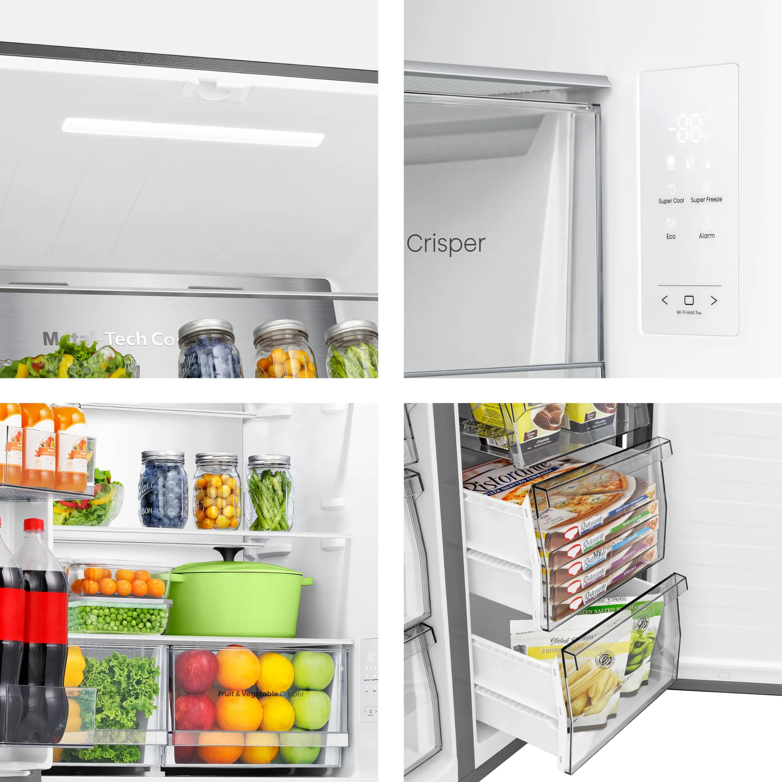 Hisense RQ5P470SAFE Frigorifero Americano Quattro Porte, 483 Litri, Total No Frost, WiFi, Metal Tech Cooling, Controllo Touch, Classe E, Inox Nero - immagine 4