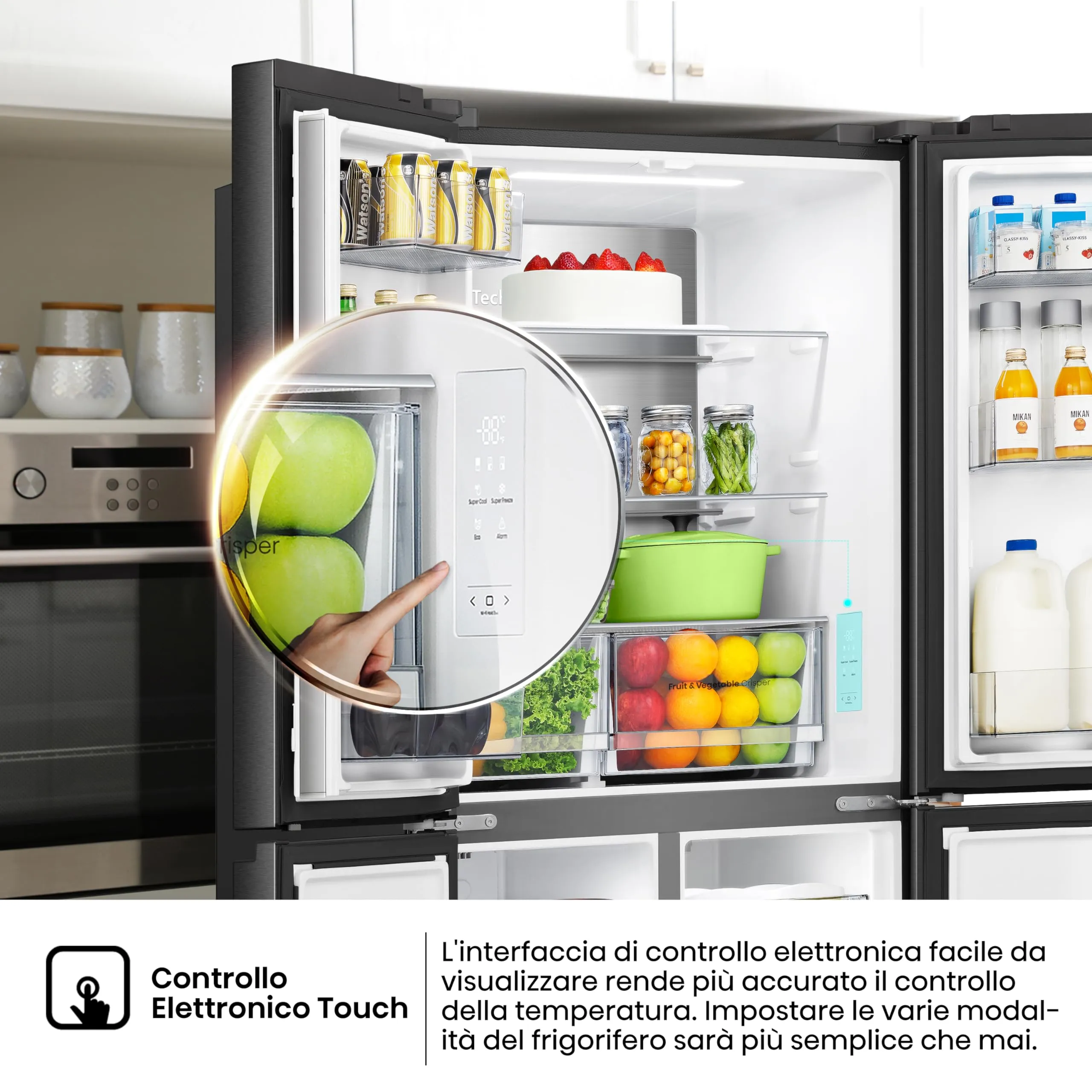 Hisense RQ5P470SAFE Frigorifero Americano Quattro Porte, 483 Litri, Total No Frost, WiFi, Metal Tech Cooling, Controllo Touch, Classe E, Inox Nero - immagine 6
