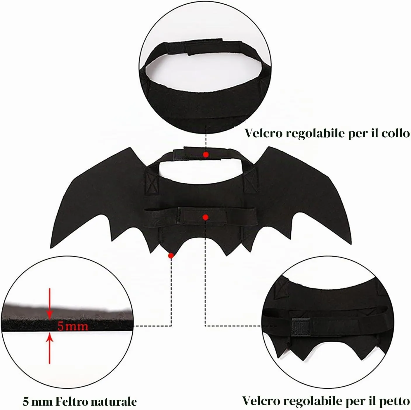 SULOLI Costume Animali Halloween,Abbigliamento Pipistrello per Cane Gatto - immagine 2
