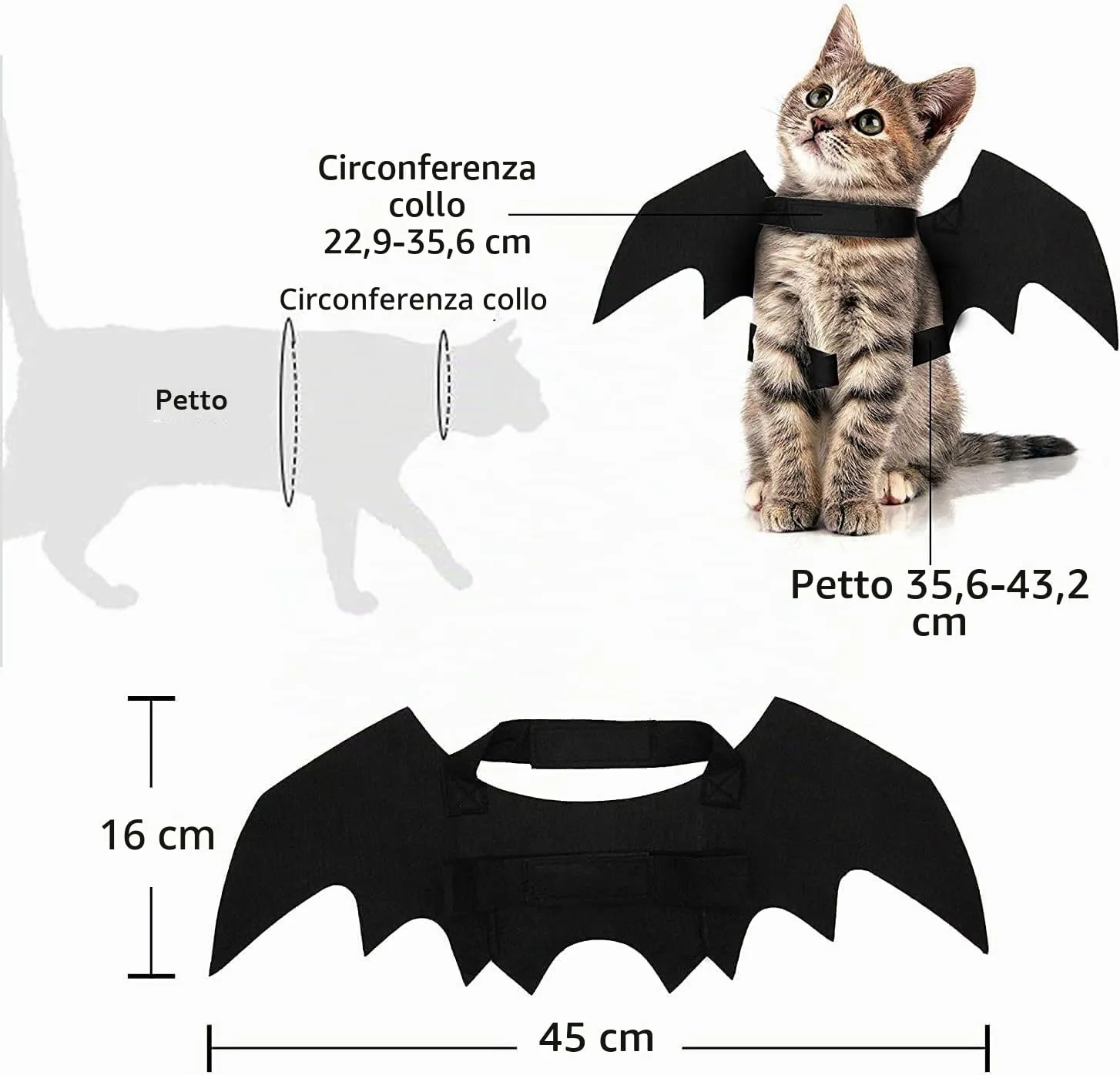 SULOLI Costume Animali Halloween,Abbigliamento Pipistrello per Cane Gatto - immagine 3