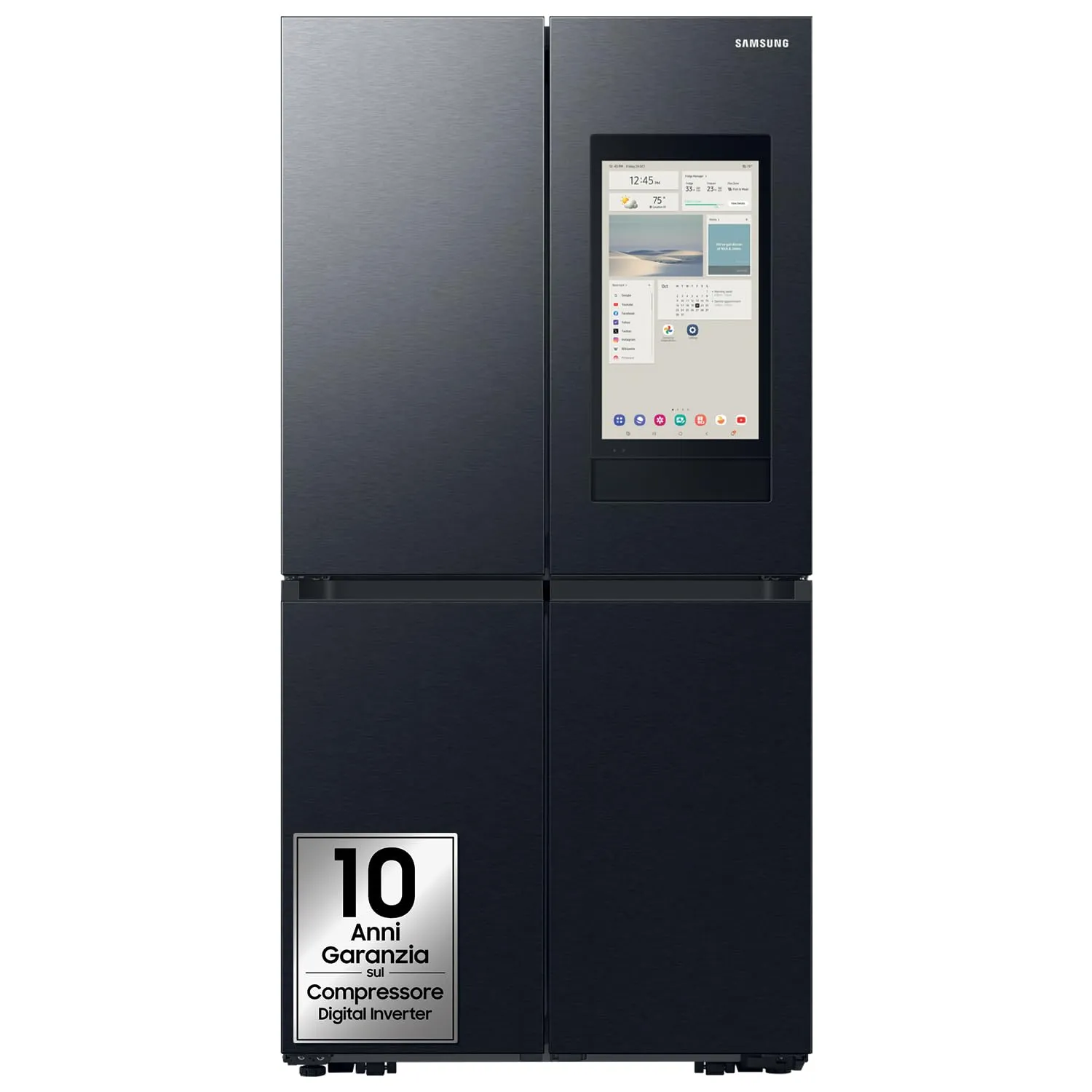 Samsung Frigorifero a 4 Porte Family Hub AI RF65DG9H0EB1/EF, Con AI Vision Inside, Wifi+AI Energy Mode, Beverage Center, Metal Back, 636 L, LxAxP: 91,2 x 183 x 72,3 cm, Antracite - immagine 1
