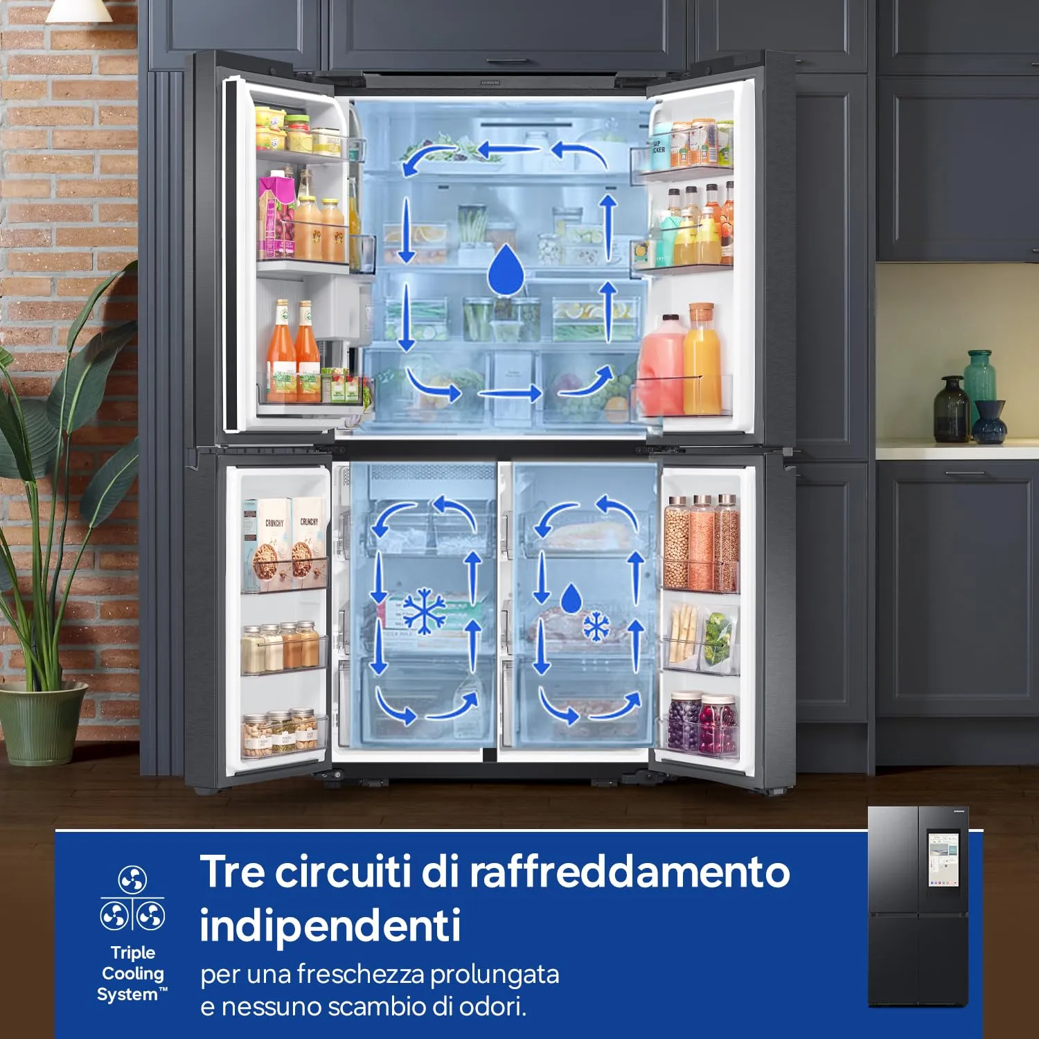 Samsung Frigorifero a 4 Porte Family Hub AI RF65DG9H0EB1/EF, Con AI Vision Inside, Wifi+AI Energy Mode, Beverage Center, Metal Back, 636 L, LxAxP: 91,2 x 183 x 72,3 cm, Antracite - immagine 7