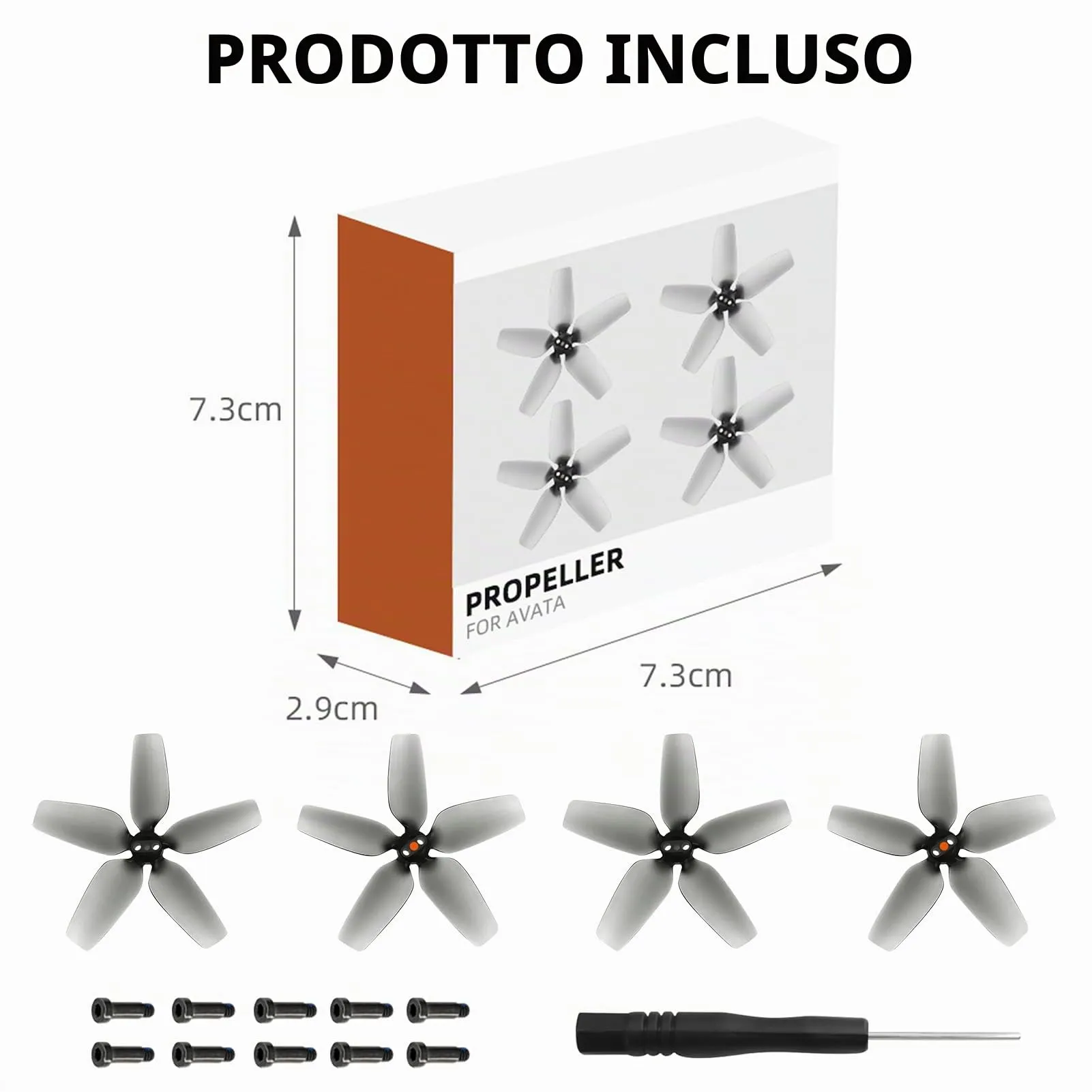 Bocguy Avata Eliche, 4 Pcs Eliche Avatar 2925S con 10 Viti & Cacciavite, Accessori Avata per Sostituzione Drone, Rumore & Stabile - immagine 5