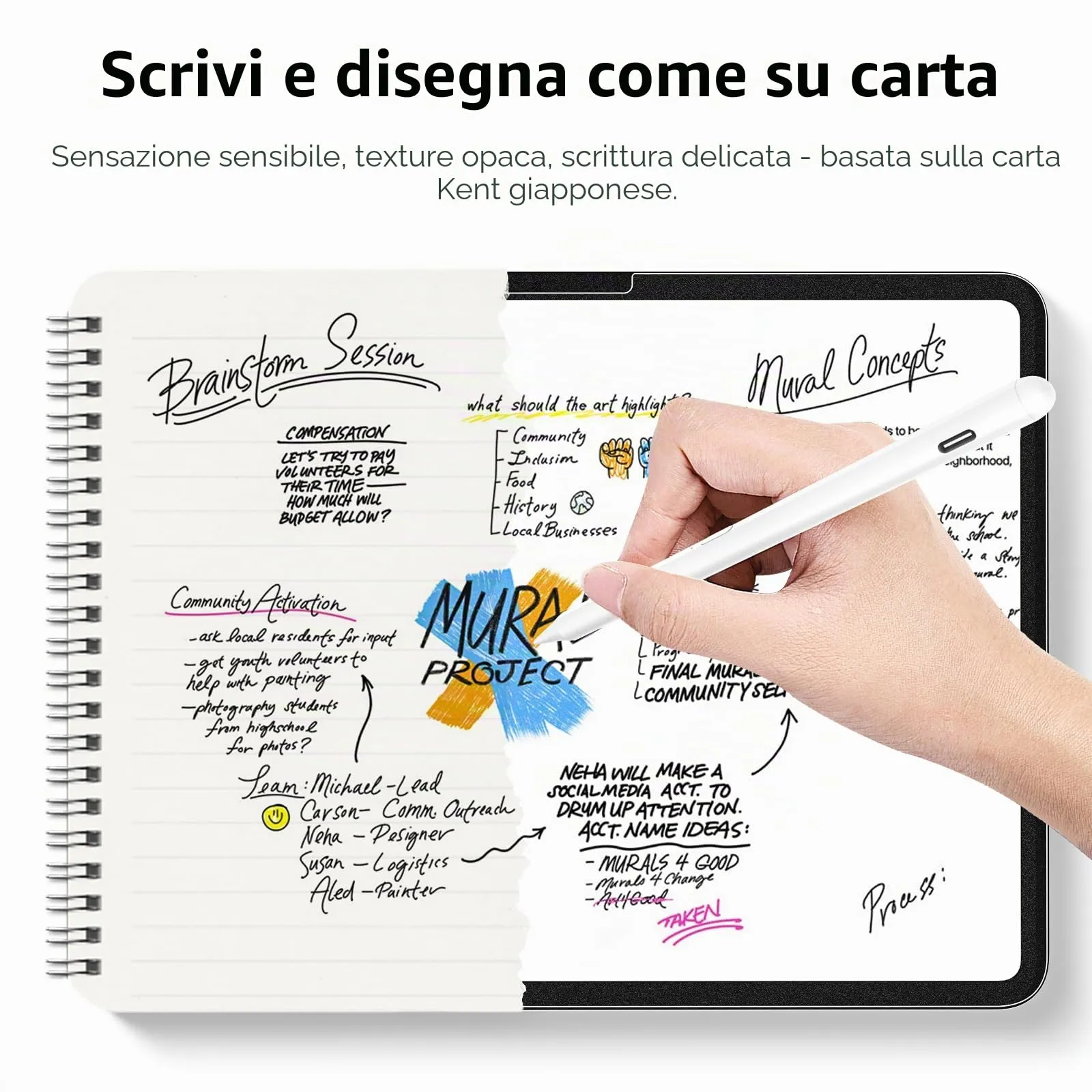 [2 Unità] Protezione Schermo Effetto Carta per iPad Pro 11 Pollici M4/M5 (2024/2025 5a/6a Gen.), Protezione Schermo in PET Carta Opaca, Anti-Rifletto/Anti-impronte, Scrivere e Disegnare Perfettamente - immagine 3