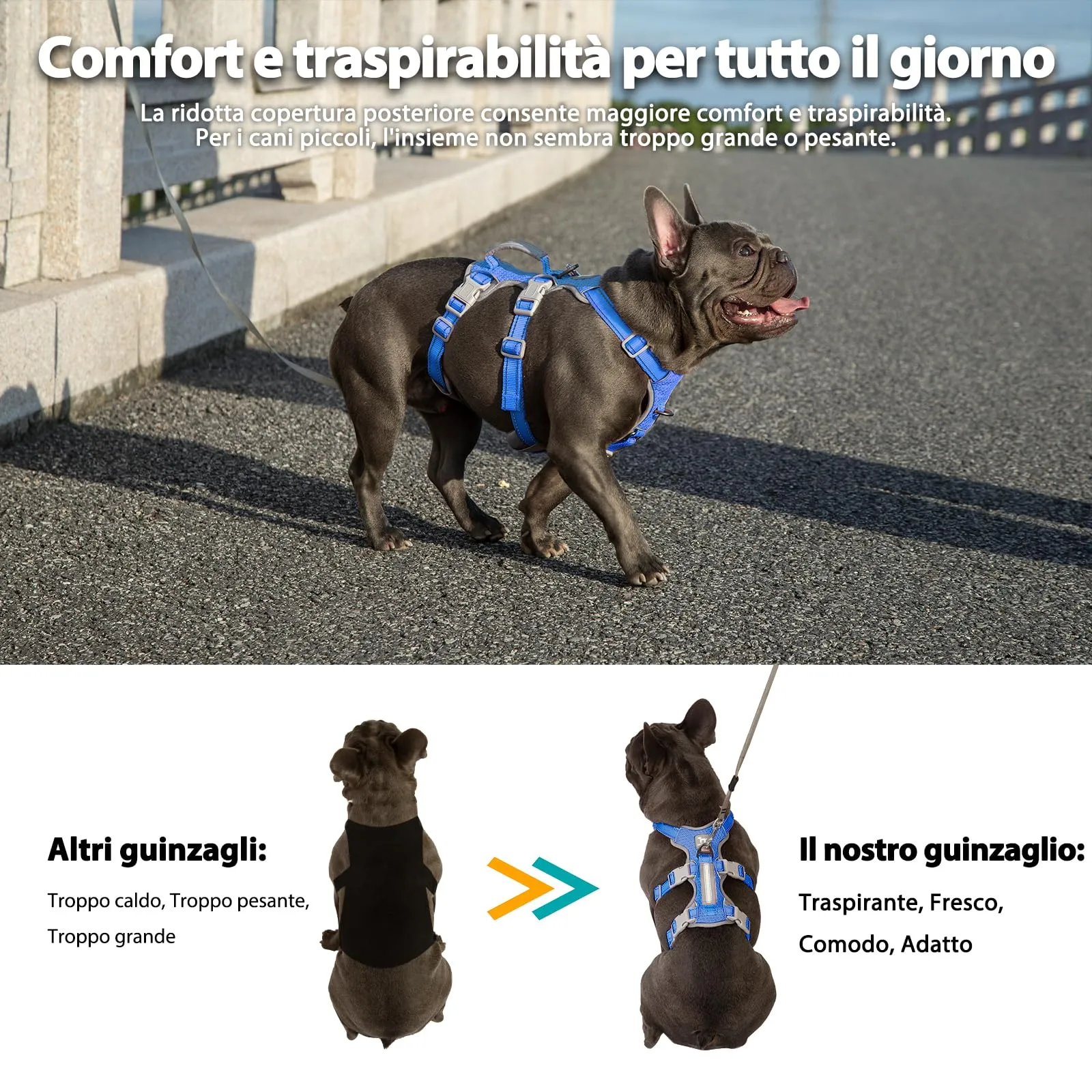 Huntboo Pettorina per cani a prova di fuga, pettorina per cani anti-fuga, pettorina completamente riflettente con impugnatura imbottita, traspirante, resistente e regolabile per cani - immagine 6