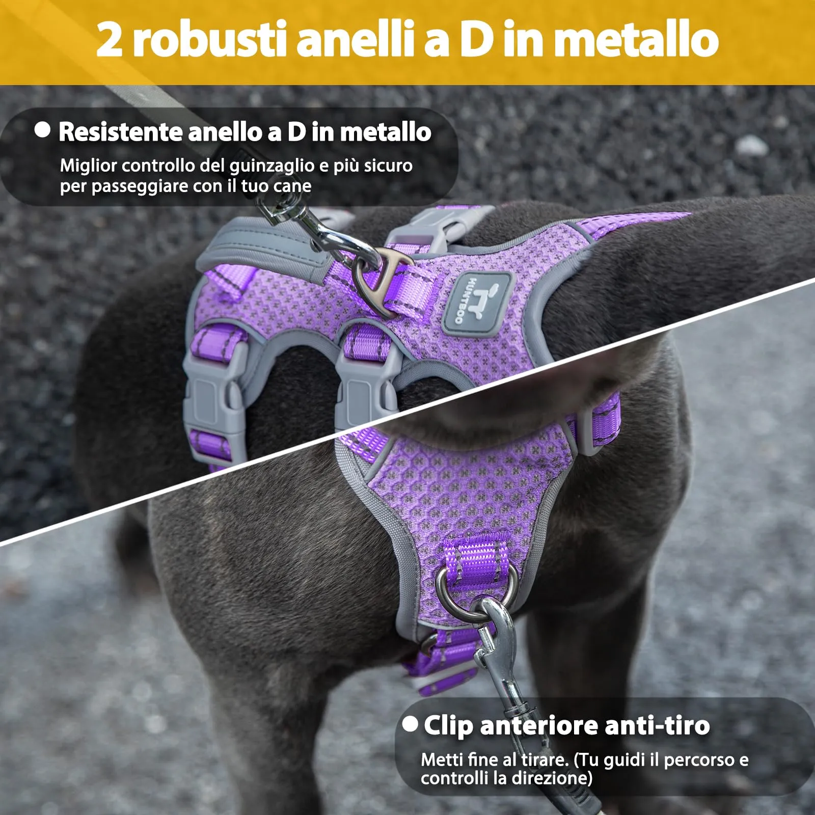 Huntboo Pettorine per cani a prova di fuga, pettorina per artisti della fuga, pettorina completamente riflettente con impugnatura imbottita, traspirante, durevole, regolabile per cani di grossa taglia - immagine 5
