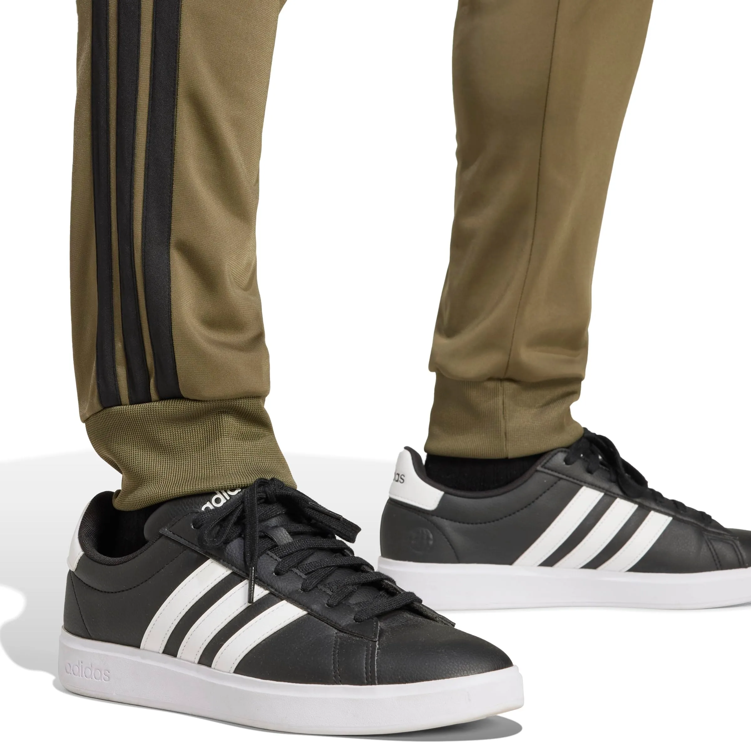 adidas Tuta da uomo basic con 3 strisce, in tricot, verde oliva, taglia XL/alta - immagine 5