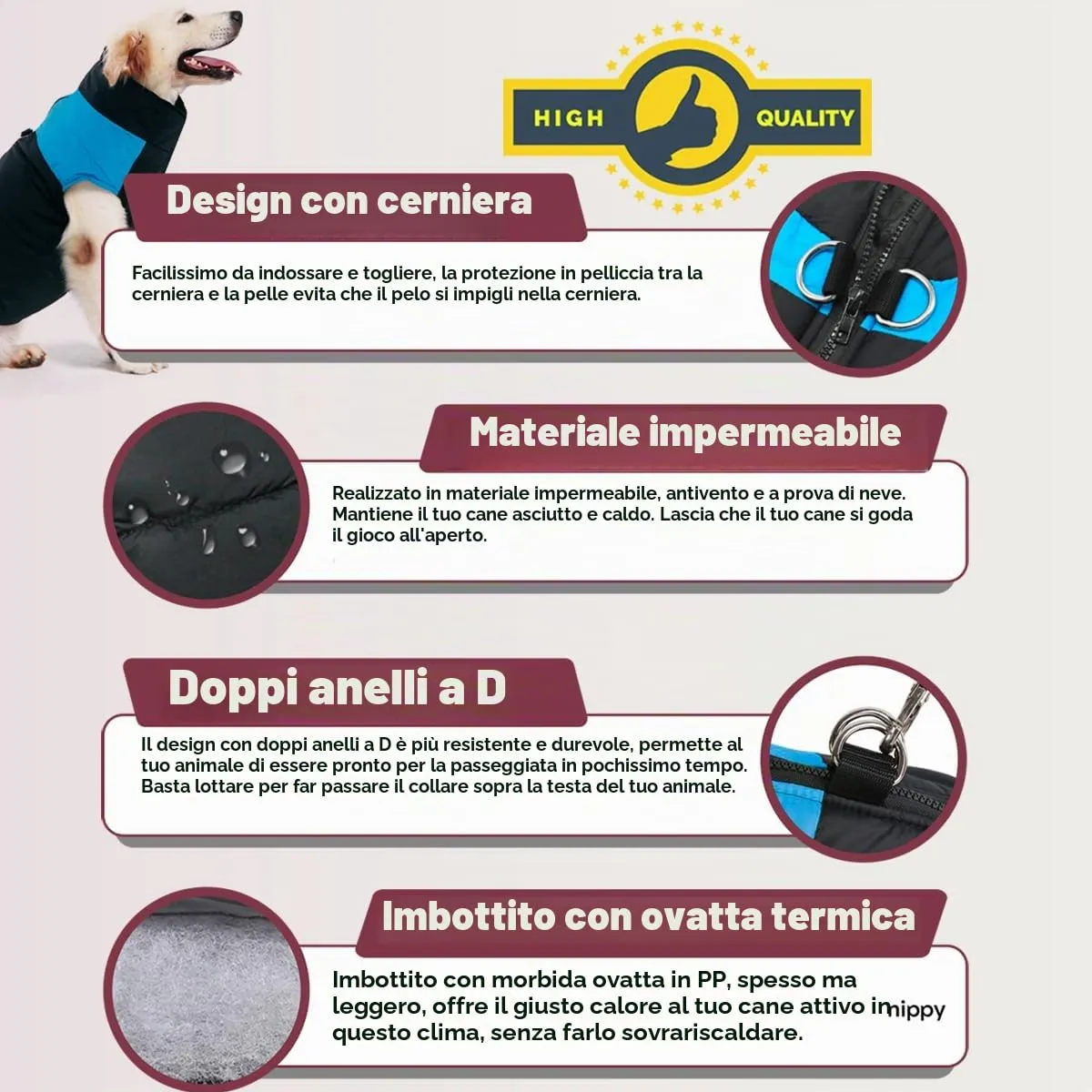 Ectkuee Animale Domestico Cane Vestiti Imbottito Abbigliamento Cappotto Giacca - immagine 6