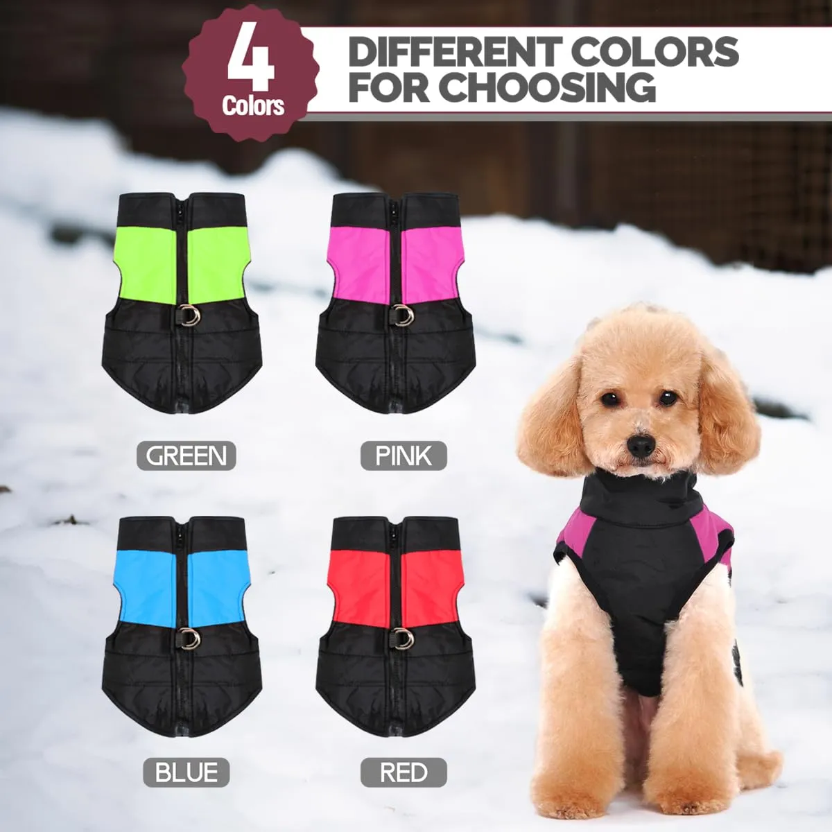 Ectkuee Animale Domestico Cane Vestiti Imbottito Abbigliamento Cappotto Giacca - immagine 5