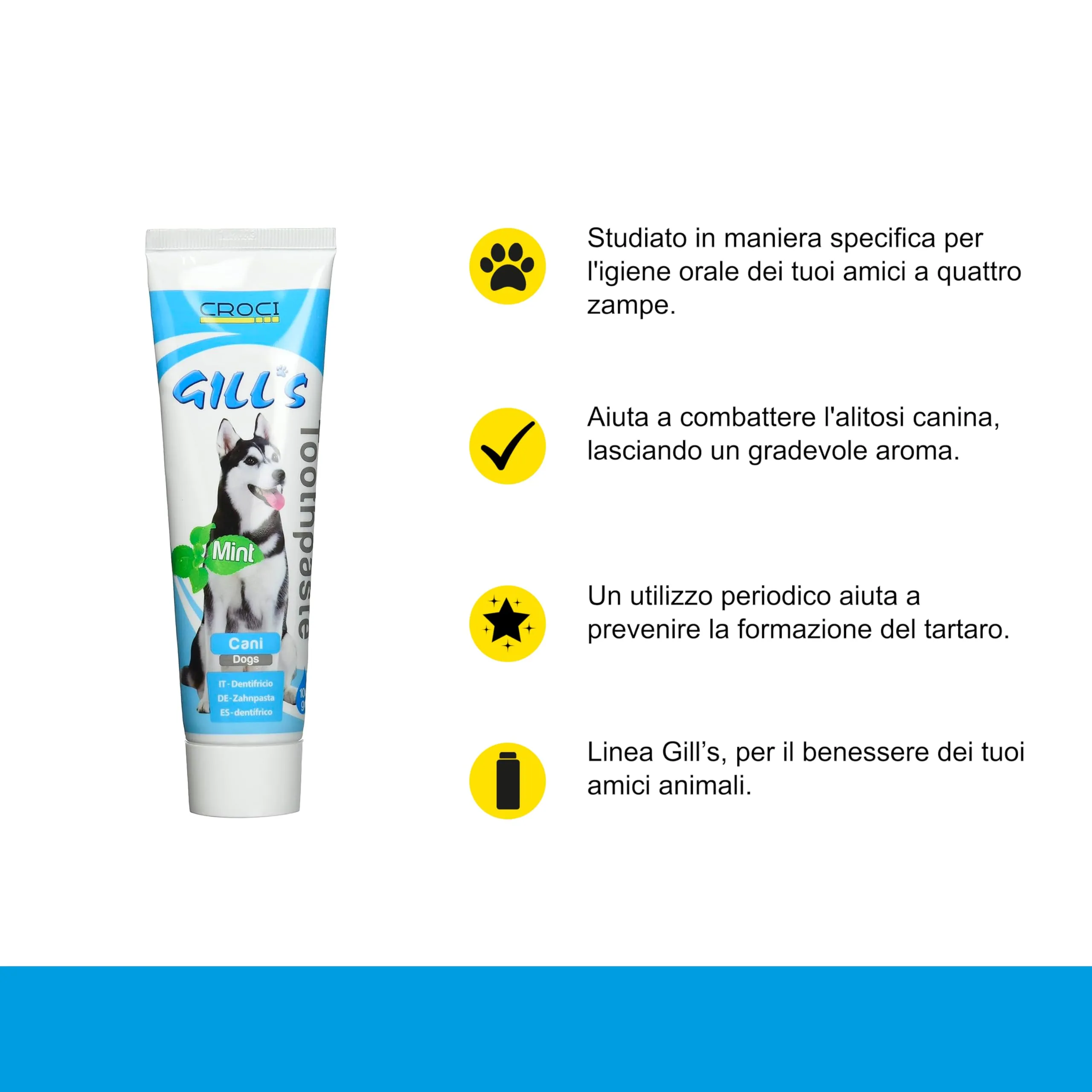 Croci Gill's - Dentifricio per cani alla menta, per pulizia ed igiene orale dei cani, previene alitosi, 100g - immagine 2