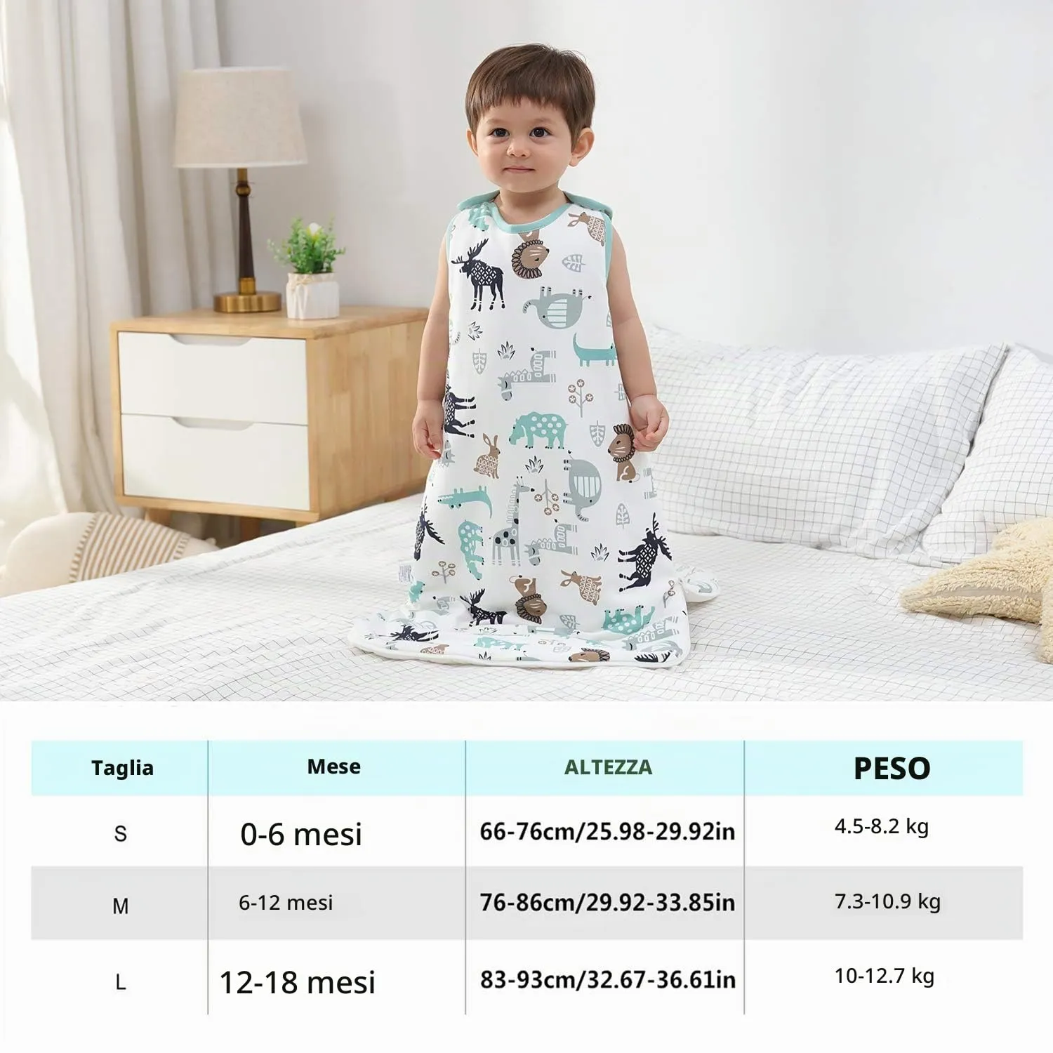 Mosebears Mosbears Sacco nanna invernale per bambini, 2,5 Tog, 100% cotone, diverse dimensioni dalla nascita fino a 24 mesi, adatto per tutto l'anno - immagine 3