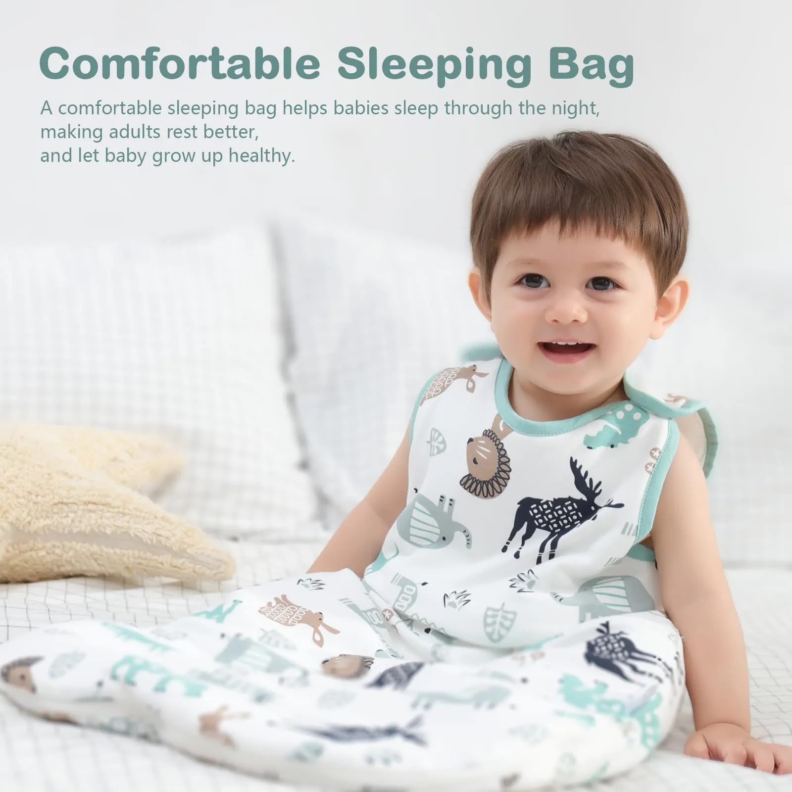 Mosebears Mosbears Sacco nanna invernale per bambini, 2,5 Tog, 100% cotone, diverse dimensioni dalla nascita fino a 24 mesi, adatto per tutto l'anno - immagine 2
