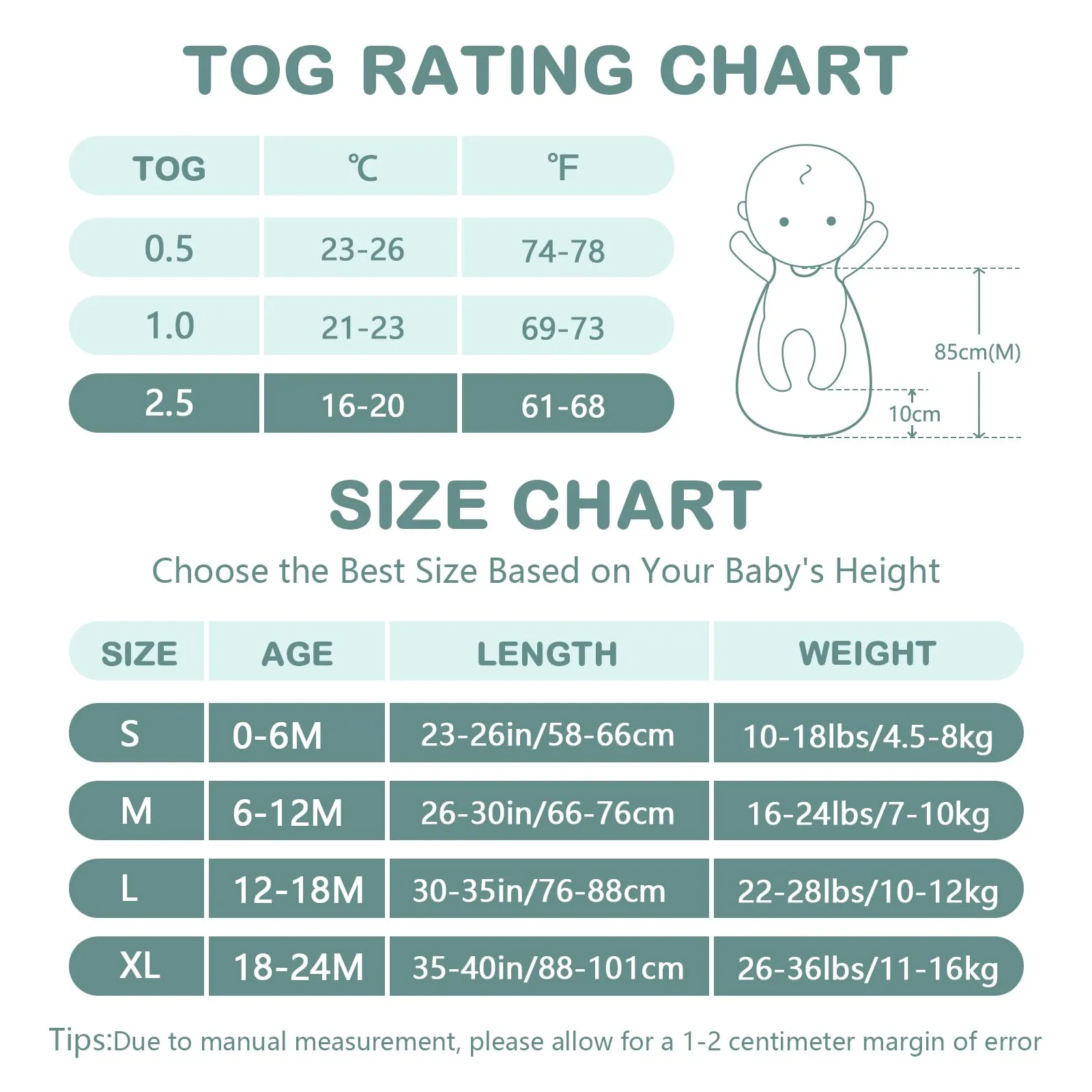 Mosebears Mosbears Sacco nanna invernale per bambini, 2,5 Tog, 100% cotone, diverse dimensioni dalla nascita fino a 24 mesi, adatto per tutto l'anno - immagine 4