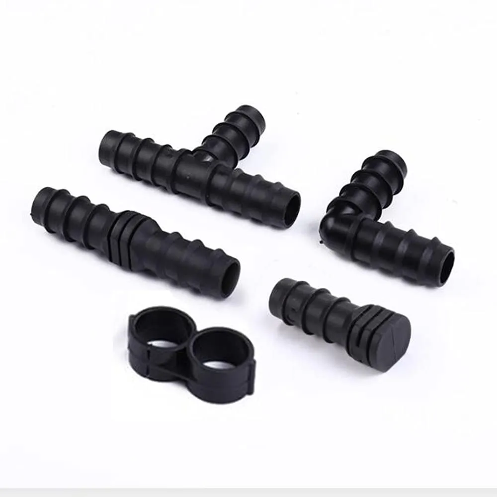 40Pcs Raccordi per Ala Gocciolante, BetterJonny Kit di Raccordi per Irrigazione per Tubi per 16mm Impianto di Irrigazione a Goccia Tee Gomiti Accoppiamento Chiusura Terminale Tappi Terminali - immagine 2