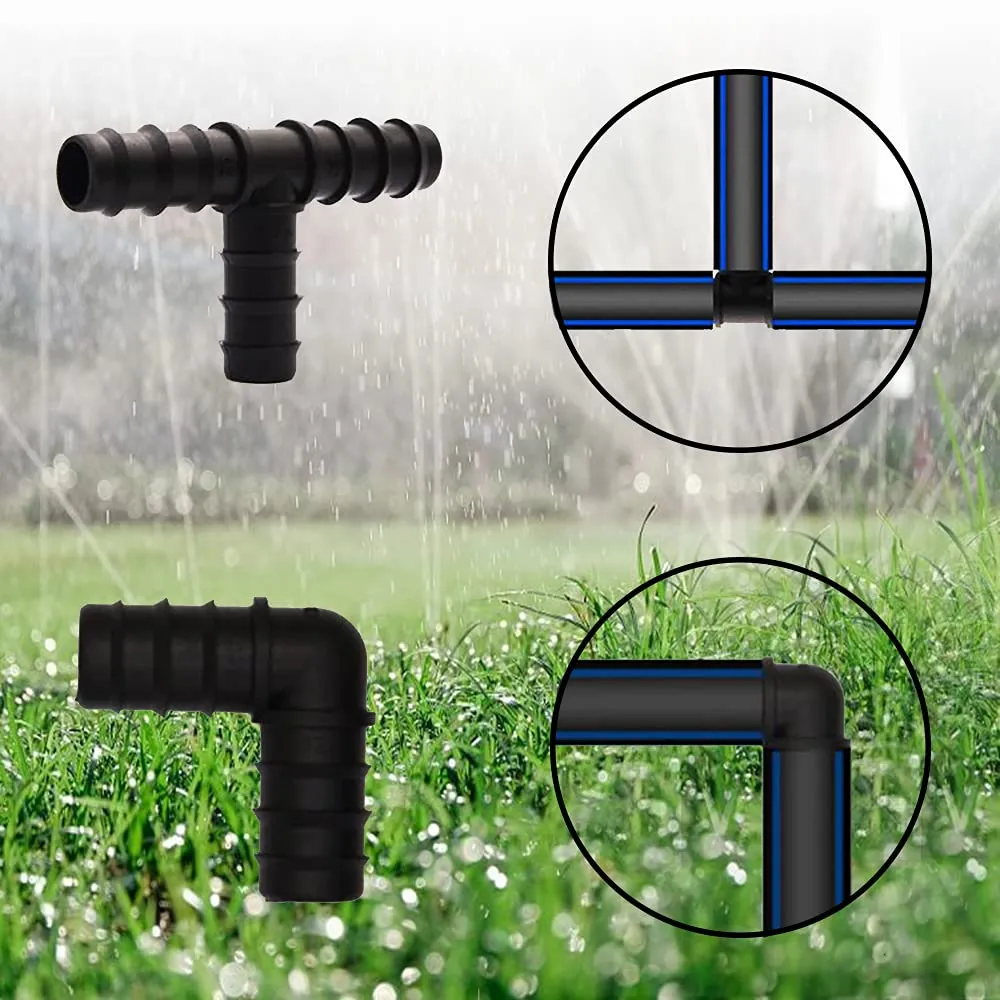 40Pcs Raccordi per Ala Gocciolante, BetterJonny Kit di Raccordi per Irrigazione per Tubi per 16mm Impianto di Irrigazione a Goccia Tee Gomiti Accoppiamento Chiusura Terminale Tappi Terminali - immagine 3