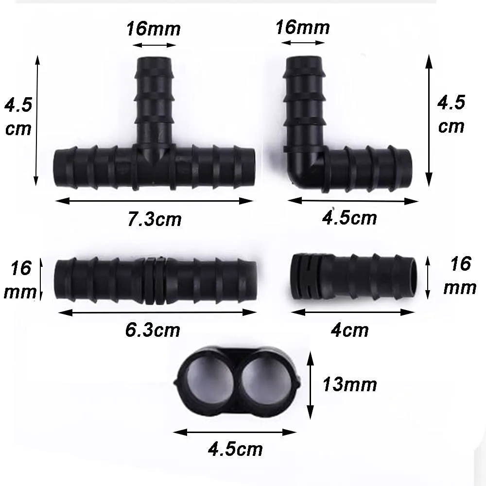 40Pcs Raccordi per Ala Gocciolante, BetterJonny Kit di Raccordi per Irrigazione per Tubi per 16mm Impianto di Irrigazione a Goccia Tee Gomiti Accoppiamento Chiusura Terminale Tappi Terminali - immagine 6