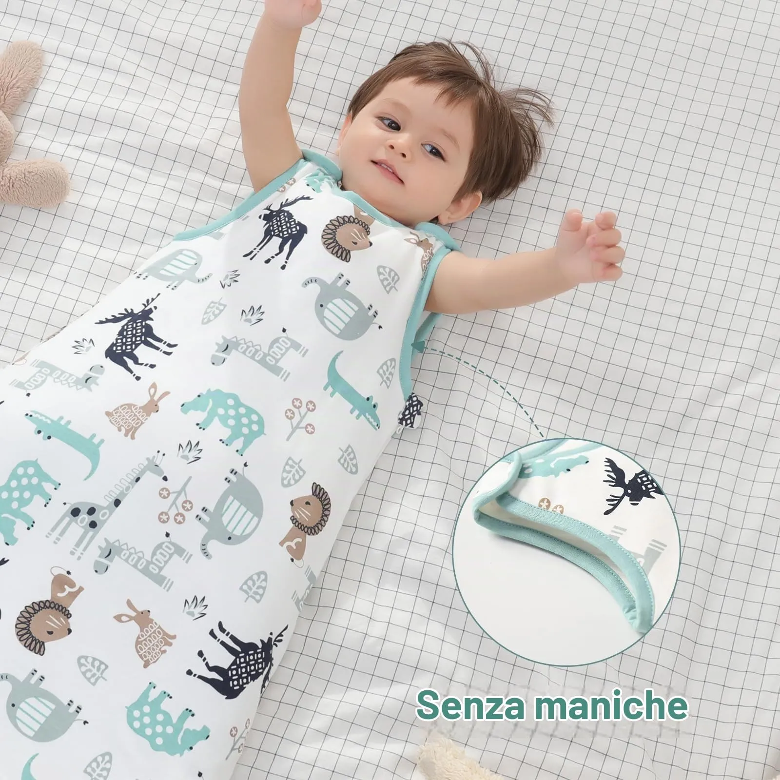 Mosebears Sacco nanna invernale per bambini, 2,5 Tog, 100% cotone, diverse dimensioni, dalla nascita fino a 18 mesi, adatto per tutto l'anno - immagine 5