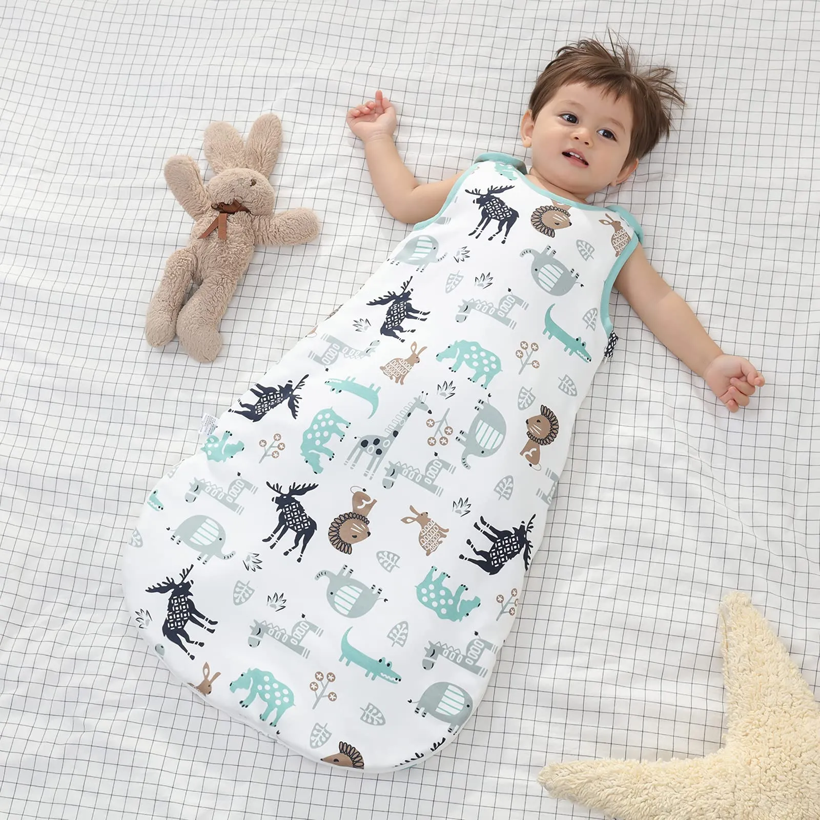 Sacco a pelo invernale per bambini, sacco a pelo da 2,5 tog, in 100% cotone, varie misure, dalla nascita all'età di 18 mesi, per tutto l'anno - immagine 7