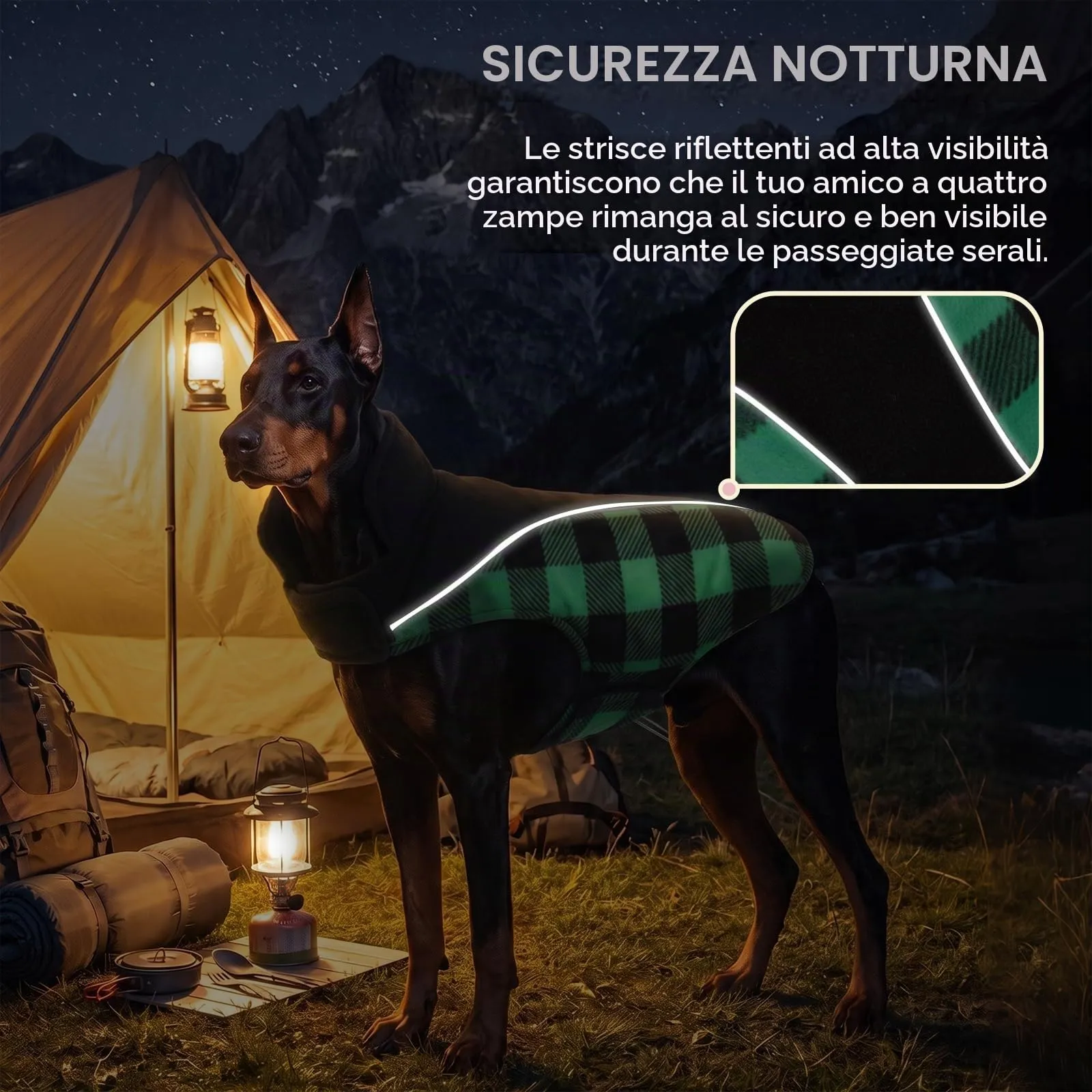CITÉTOILE Cappotto Invernale per Cani, Giacca Calda e Antivento Verde M - immagine 5