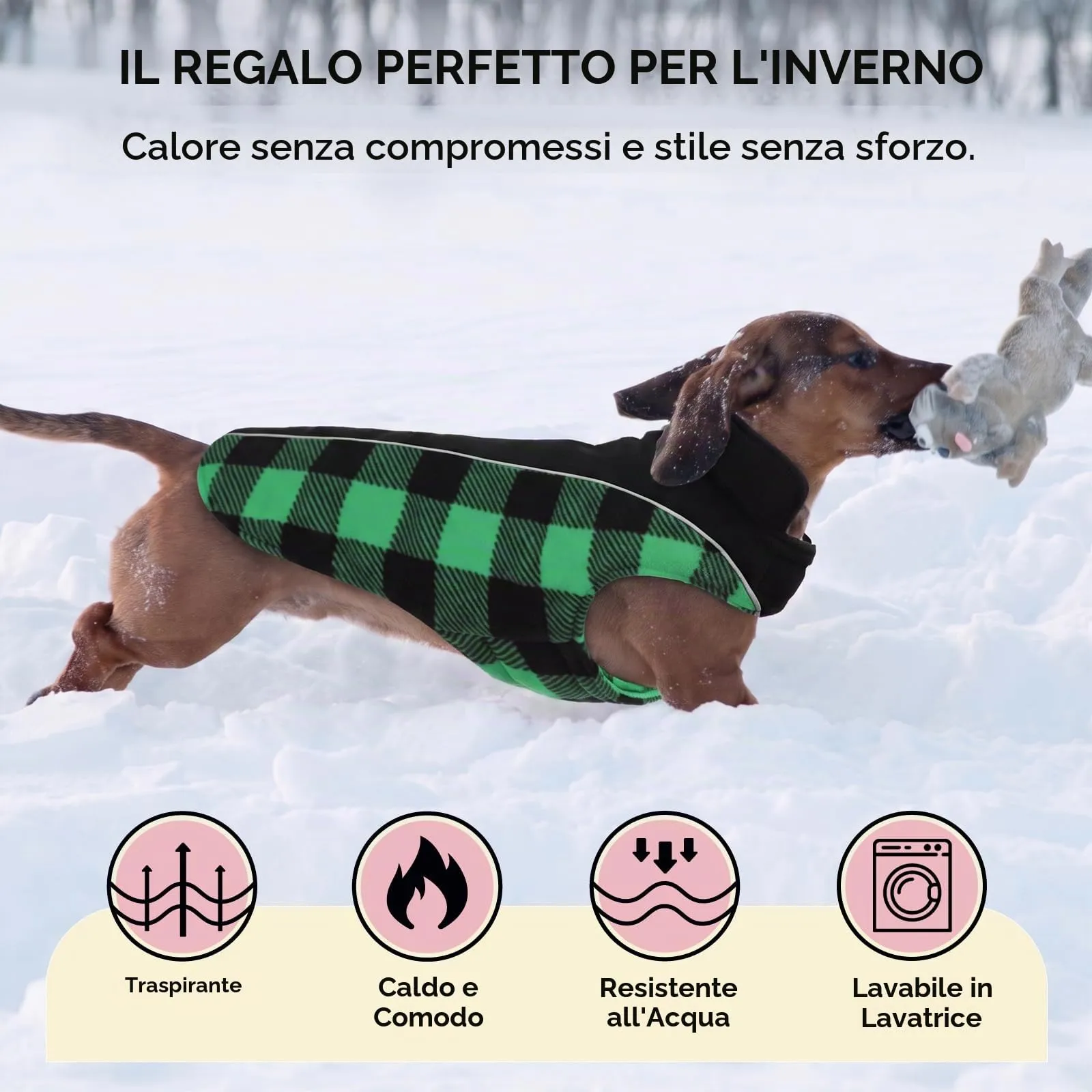 CITÉTOILE Cappotto Invernale per Cani, Giacca Calda e Antivento Verde XS - immagine 7