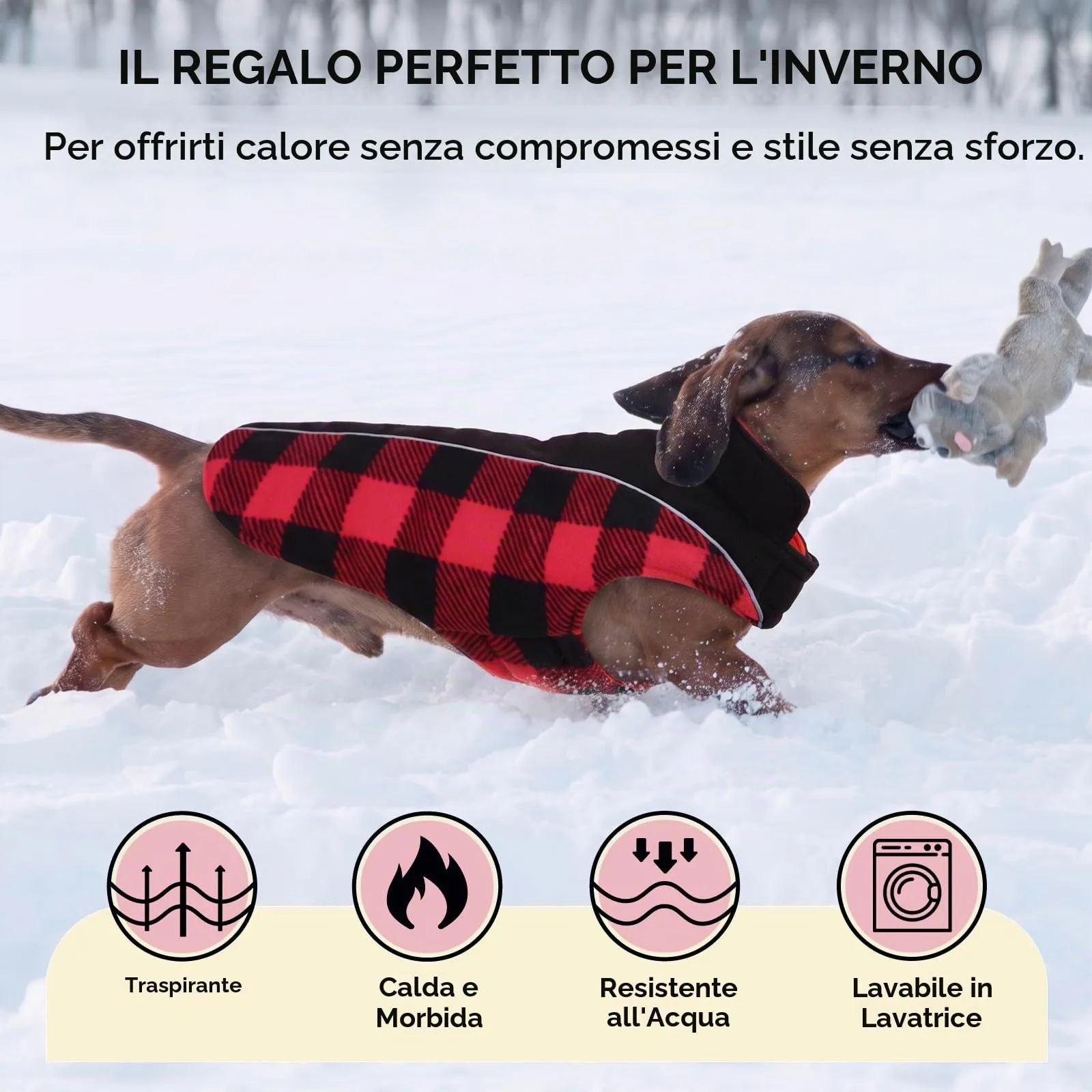 CITÉTOILE Cappotto Invernale per Cani, Giacca Calda e Antivento Rosso XL - immagine 7
