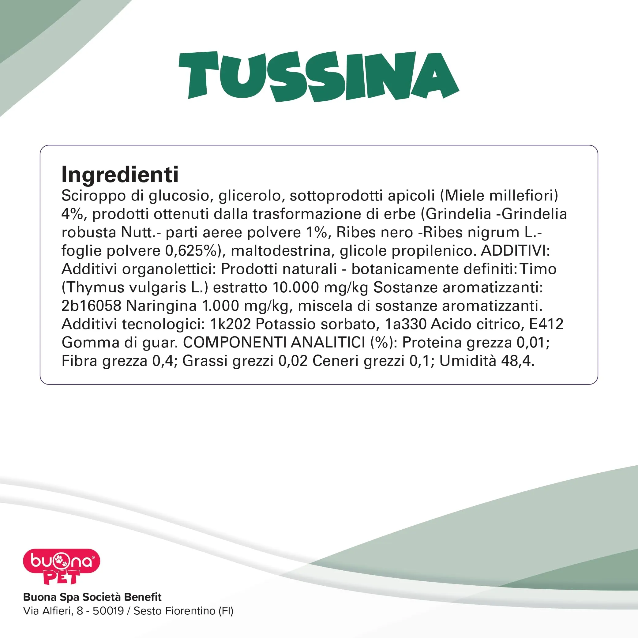Buona Pet Tussina per Cani e Gatti Flacone 100 ml, Forma Liquida con Miele, Thymox®, Grindelia, Naringina e Ribes nero, Integratori per Cani e Gatti per il Benessere delle Vie Respiratorie - immagine 8