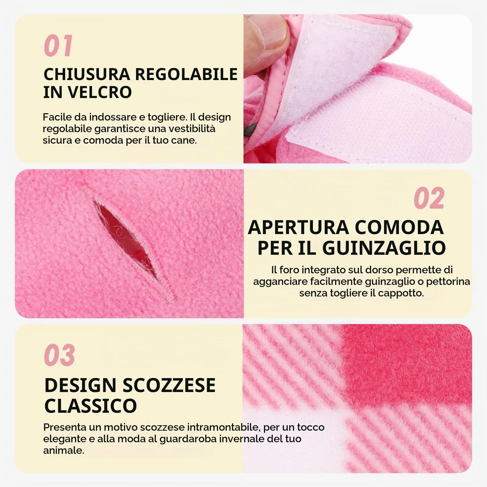 CITÉTOILE Cappotto Invernale per Cani, Giacca Calda e Antivento Rosa S - immagine 2