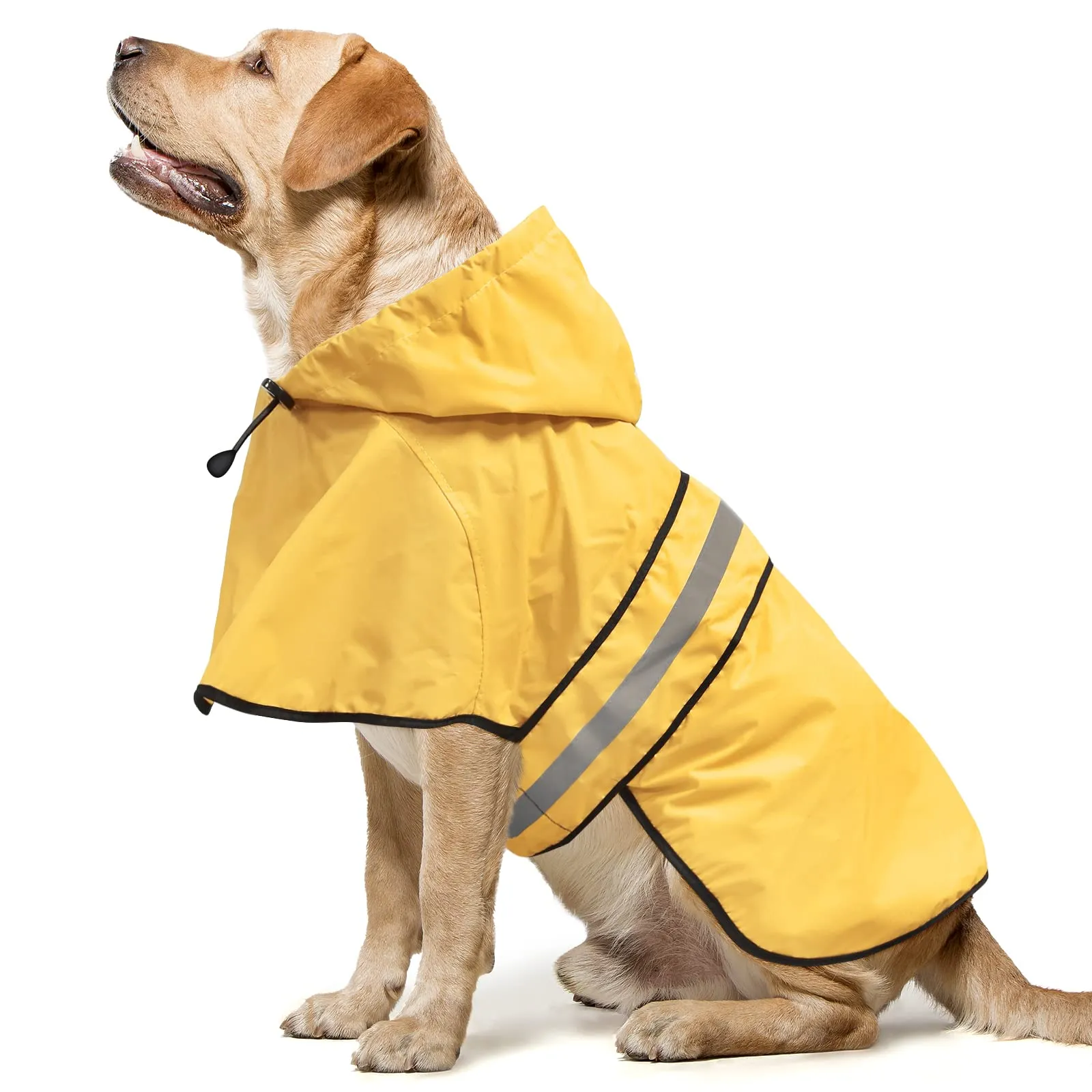 Domagiker - Impermeabile per cani, riflettente, poncho leggero, con cappuccio, per cani di taglia piccola, media e grande (X-Large, giallo) - immagine 1