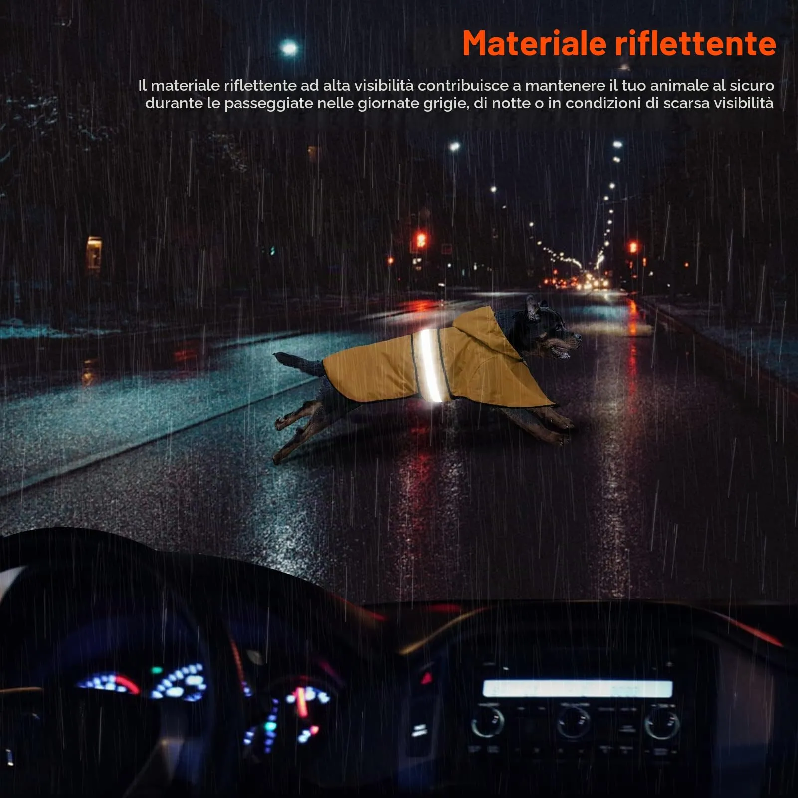 Domagiker - Impermeabile per cani, riflettente, poncho leggero, con cappuccio, per cani di taglia piccola, media e grande (X-Large, giallo) - immagine 4