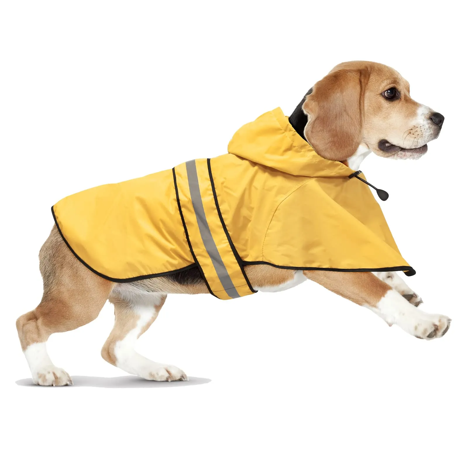 Domagiker - Impermeabile per cani, riflettente, poncho leggero, con cappuccio, per cani di taglia piccola, media e grande (X-Large, giallo) - immagine 7