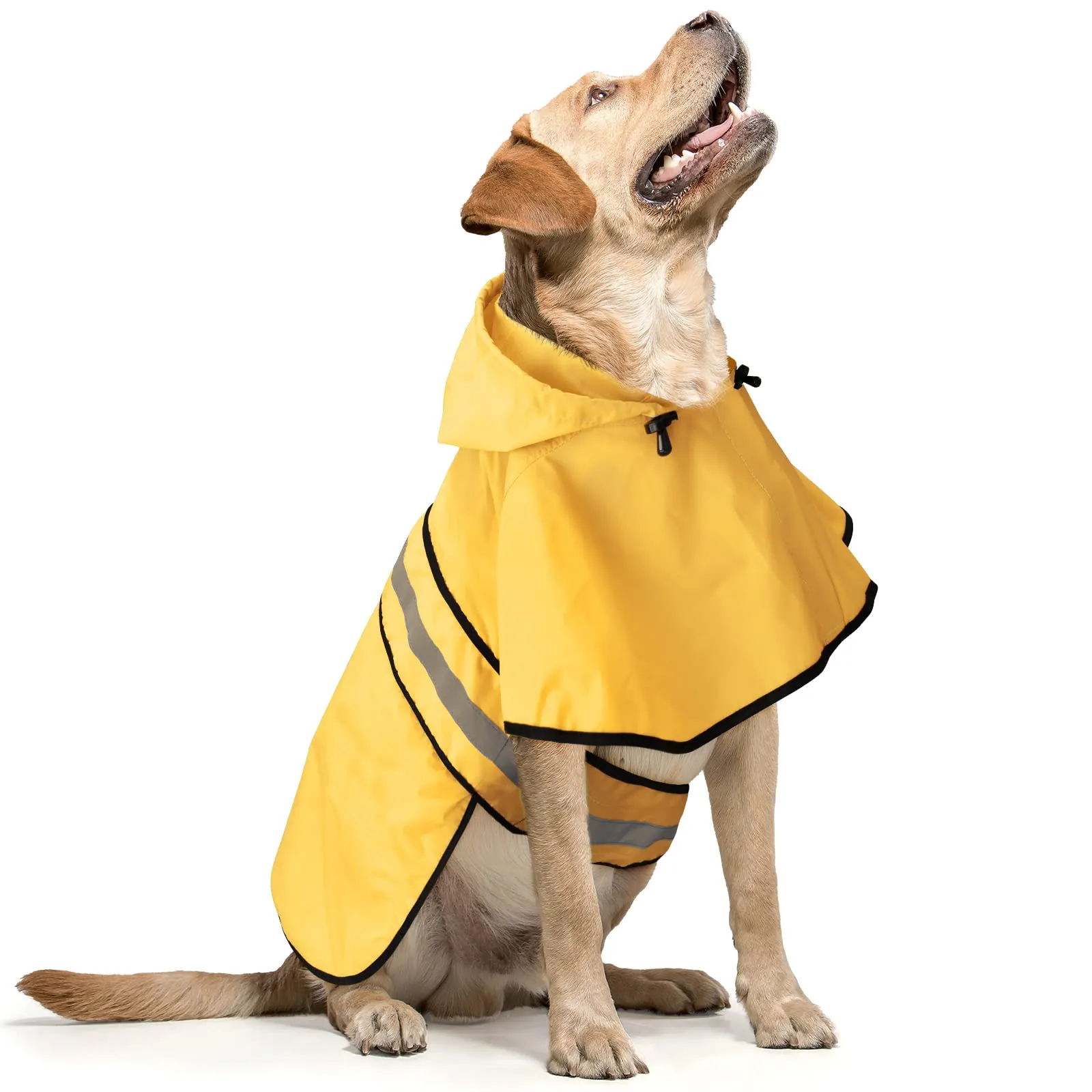 Impermeabile per cani con cappuccio - Poncho impermeabile e leggero per animali domestici, giacca da pioggia per cani sicura con striscia riflettente e foro per il guinzaglio per cani di taglia - immagine 7