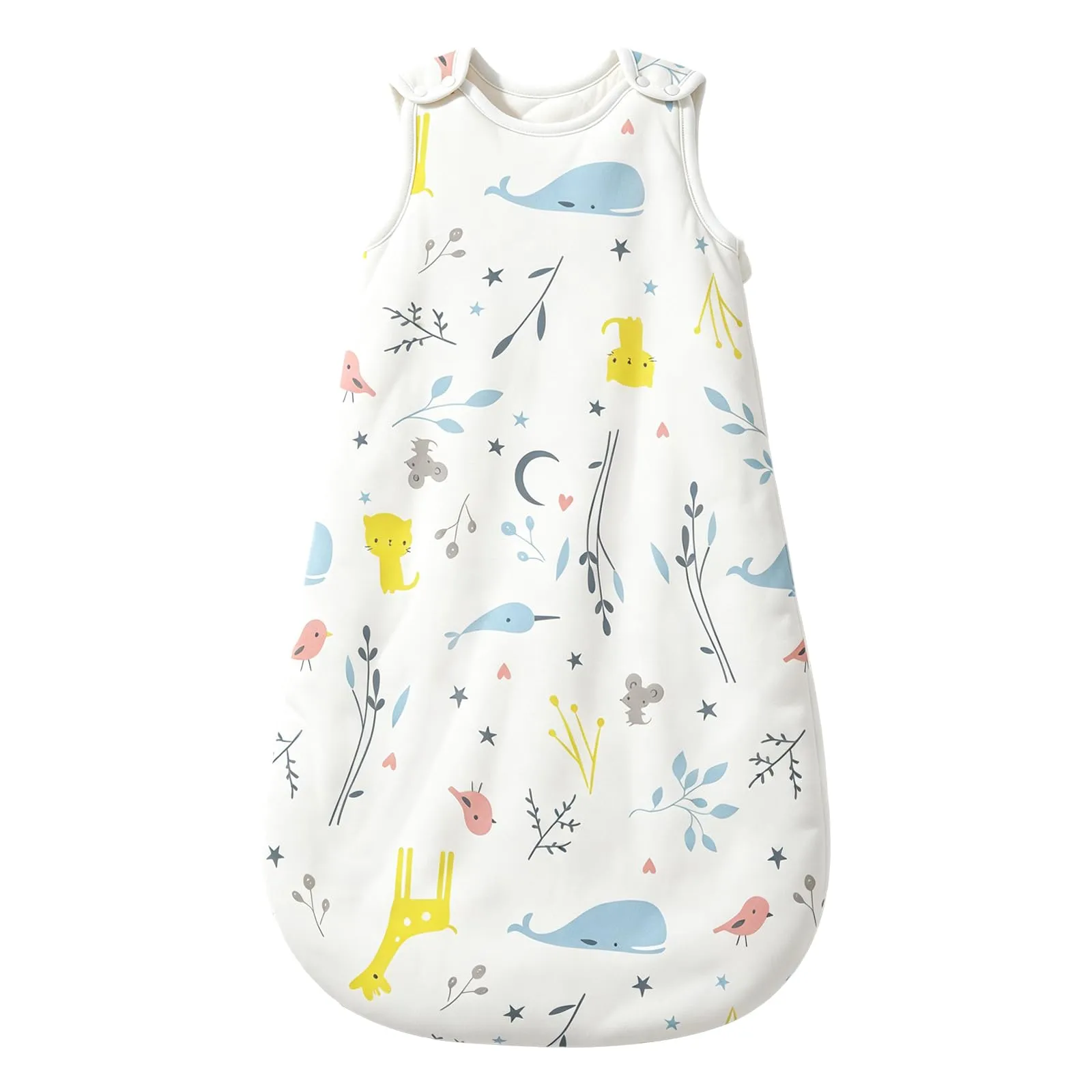 Mosebears Sacco nanna invernale per bambini, 2,5 Tog, 100% cotone, diverse dimensioni disponibili, da usare a partire dalla nascita, adatto per tutto l'anno, bianco con motivo di animali, 18-24 mesi - immagine 1