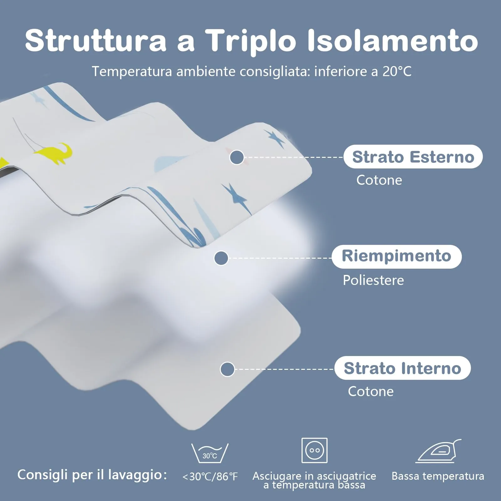 Sacco nanna invernale per bambini, 2,5 Tog, 100% cotone, diverse dimensioni disponibili, da usare a partire dalla nascita, adatto per tutto l'anno, bianco con motivo di animali, da 6 a 12 mesi - immagine 5