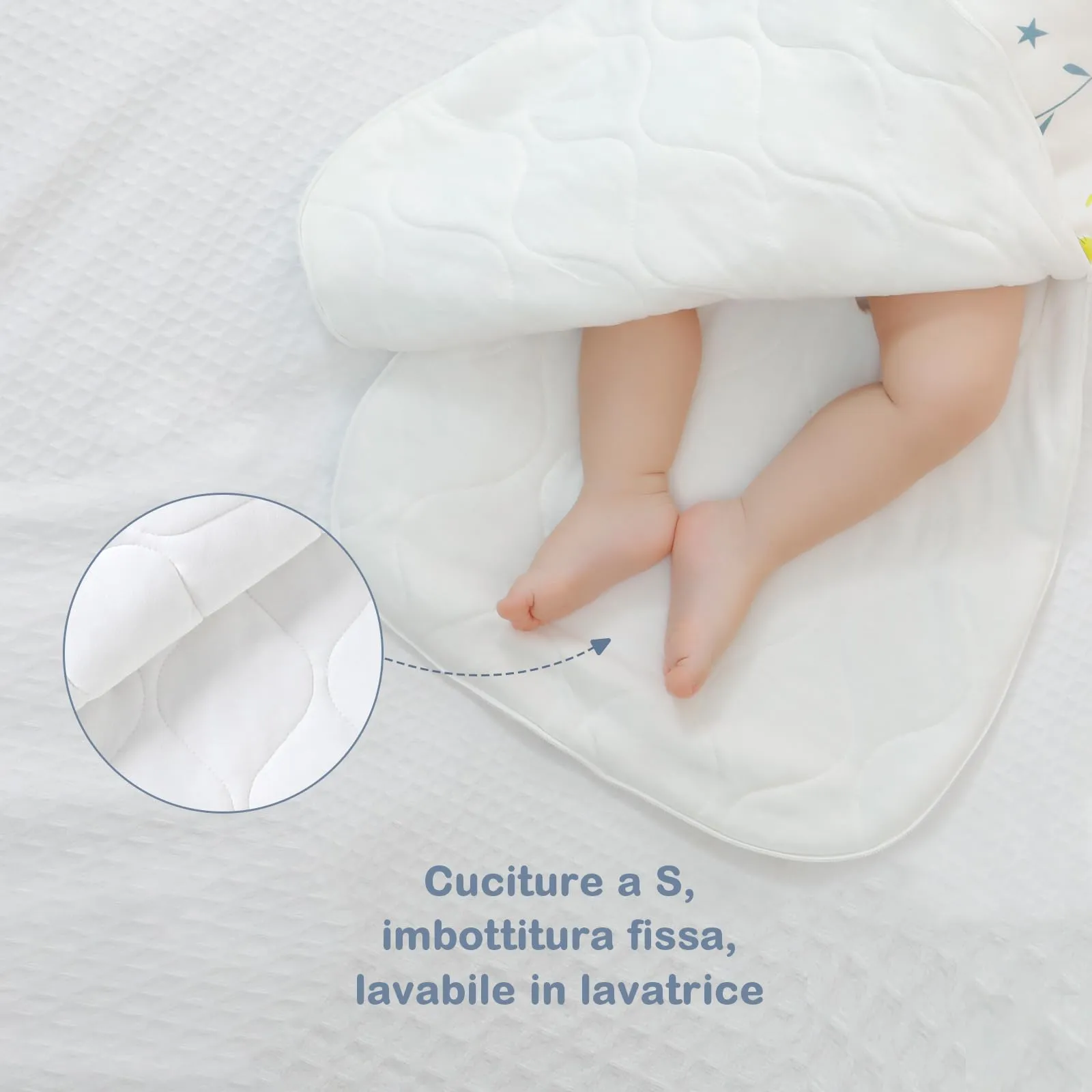 Sacco nanna invernale per bambini, 2,5 Tog, 100% cotone, diverse dimensioni disponibili, da usare a partire dalla nascita, adatto per tutto l'anno, bianco con motivo di animali, da 6 a 12 mesi - immagine 8