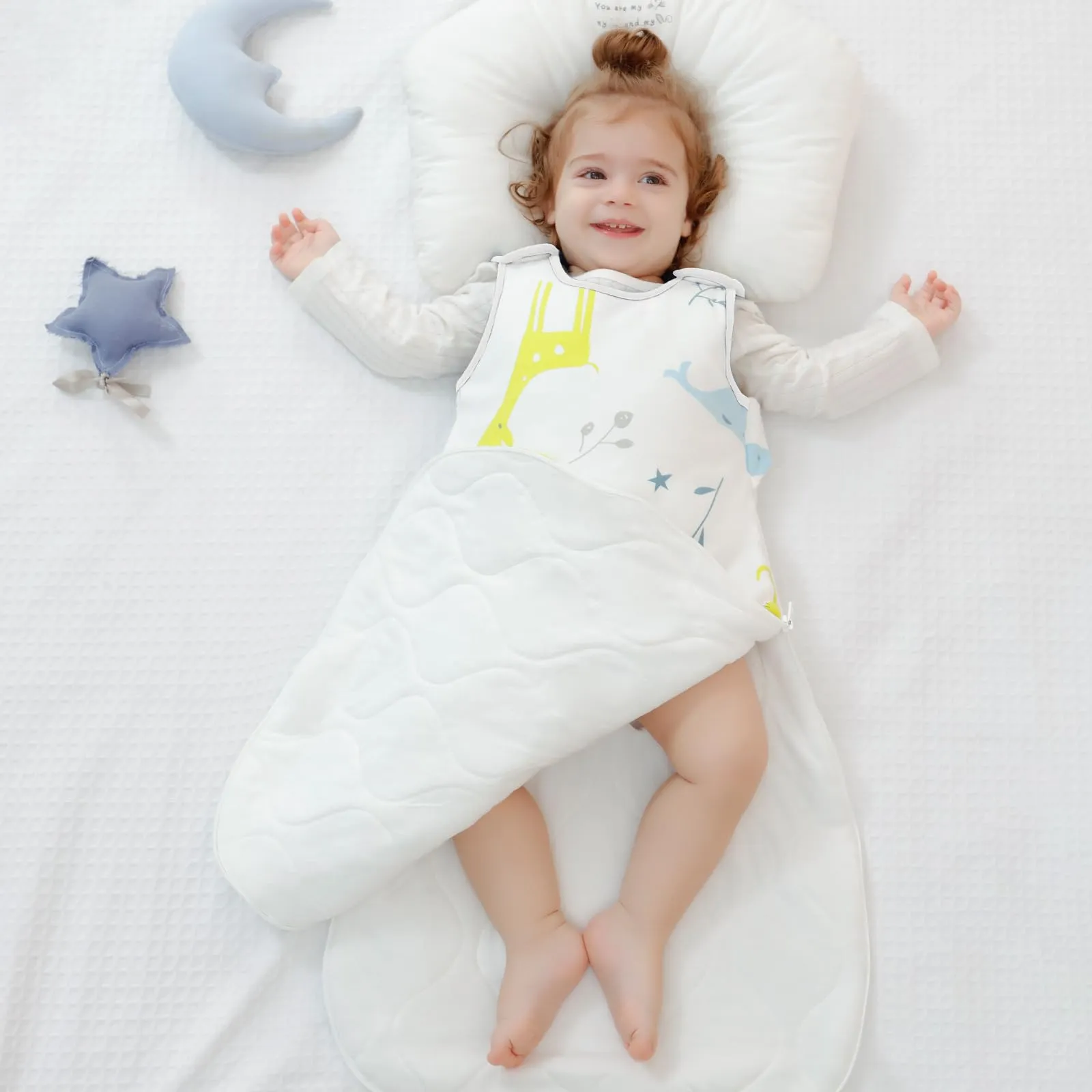 Sacco nanna invernale per bambini, 2,5 Tog, 100% cotone, diverse dimensioni disponibili, da usare a partire dalla nascita, adatto per tutto l'anno, bianco con motivo di animali, da 6 a 12 mesi - immagine 9