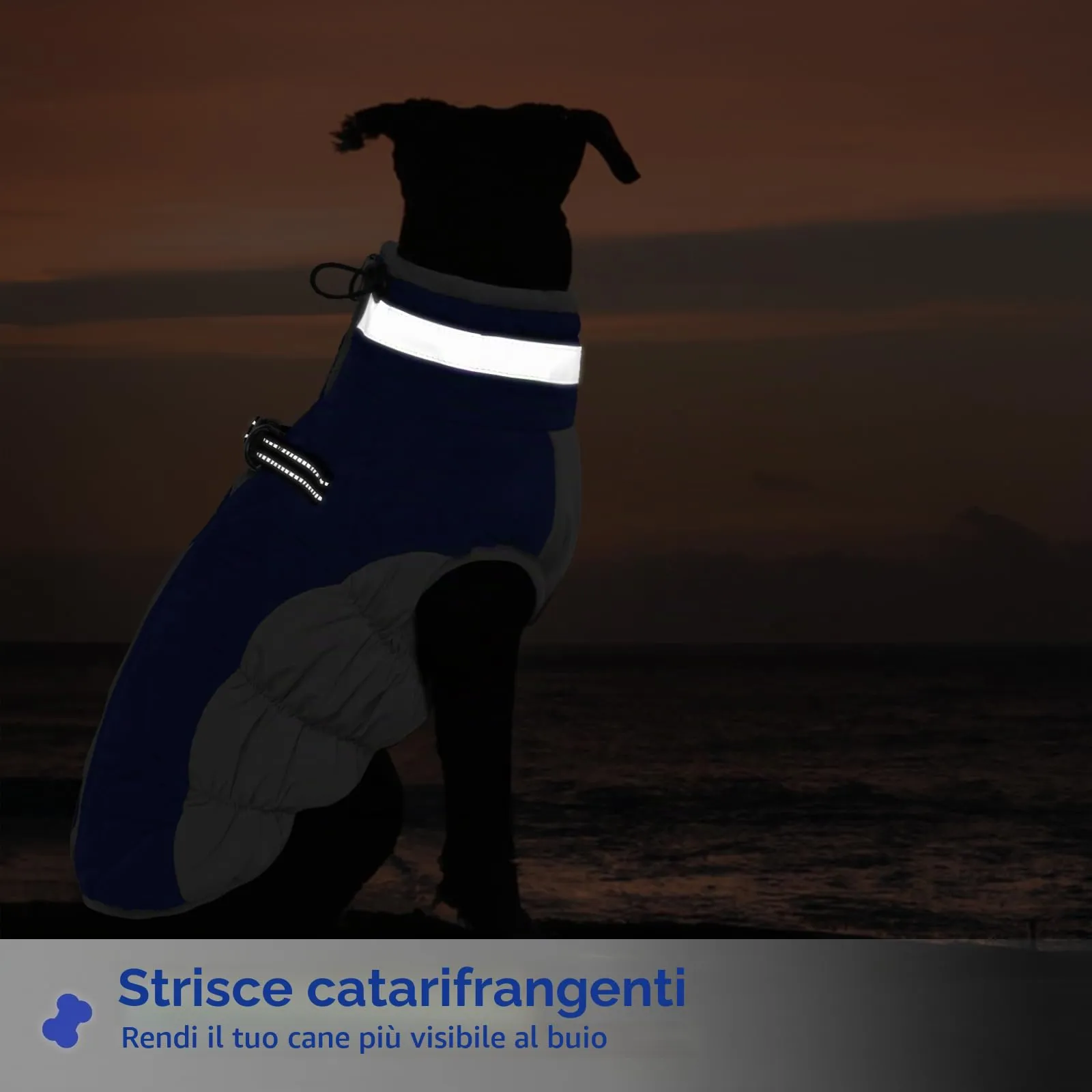 Cappotto Invernale Cani, Vestito Invernale Cappottino Caldo Abbigliamento Anti-neve Giacca Felpa con Colletto in Pelliccia Piegabile (Blu, L) - immagine 5