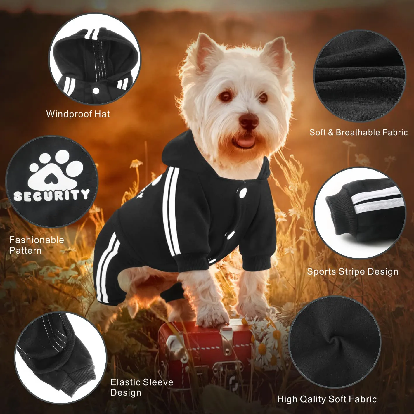 Dolahovy Felpa con cappuccio per cani Abbigliamento animali domestici Maglioni cuccioli autunno inverno Cappotti in pile cani Abito cane cotone per Chihuahua Small Medium Cani - immagine 3