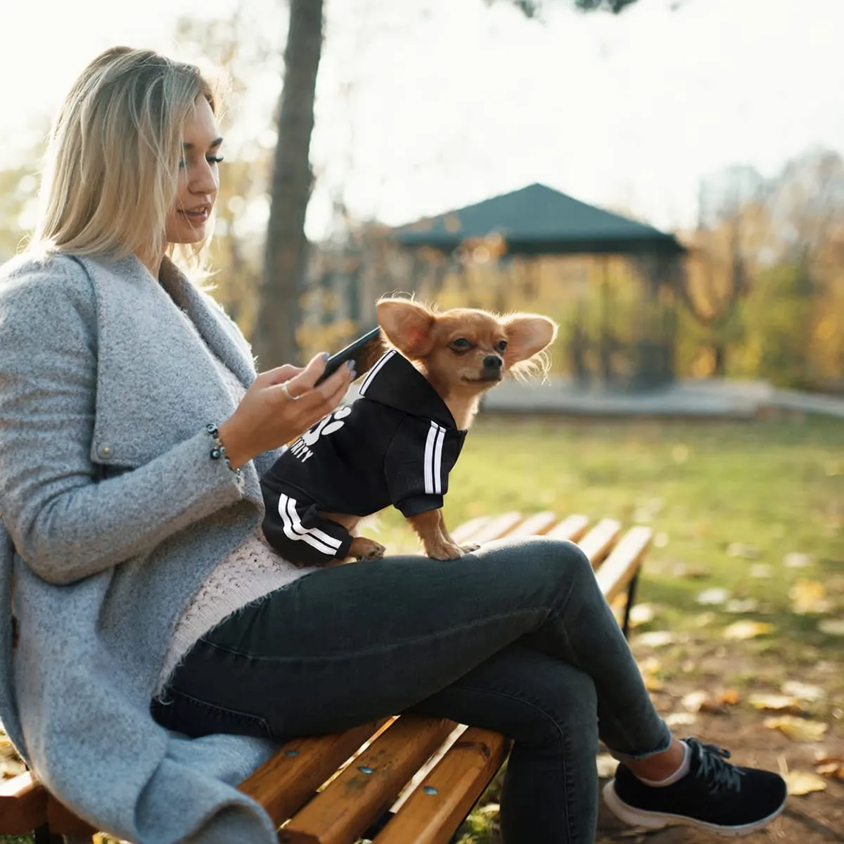 Dolahovy Felpa con cappuccio per cani Abbigliamento animali domestici Maglioni cuccioli autunno inverno Cappotti in pile cani Abito cane cotone per Chihuahua Small Medium Cani - immagine 4